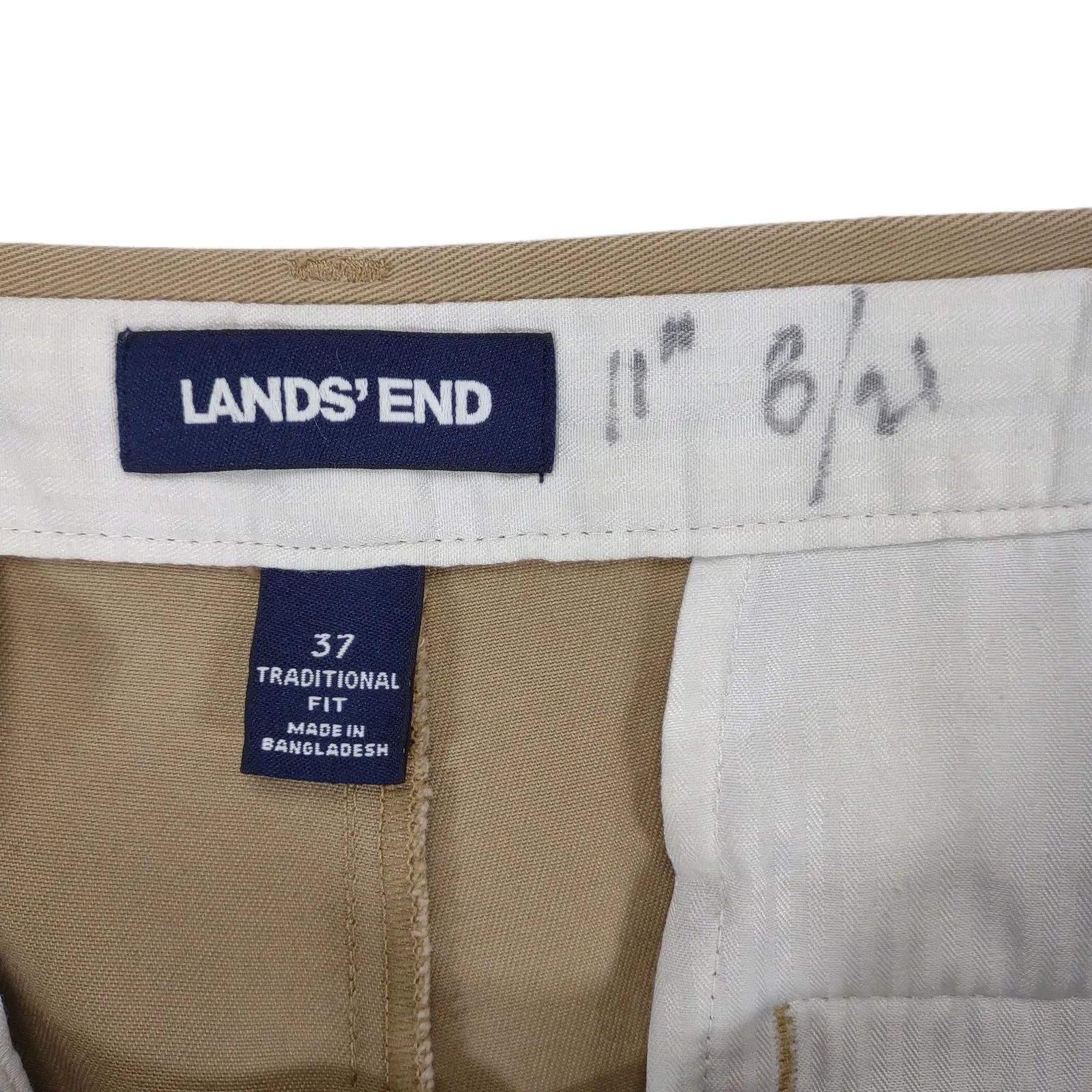 Lands' End Lands' End Traditional Fit Men's Tan Pleated Chino Shorts Size US 36 / EU 52 - 3 Thumbnail