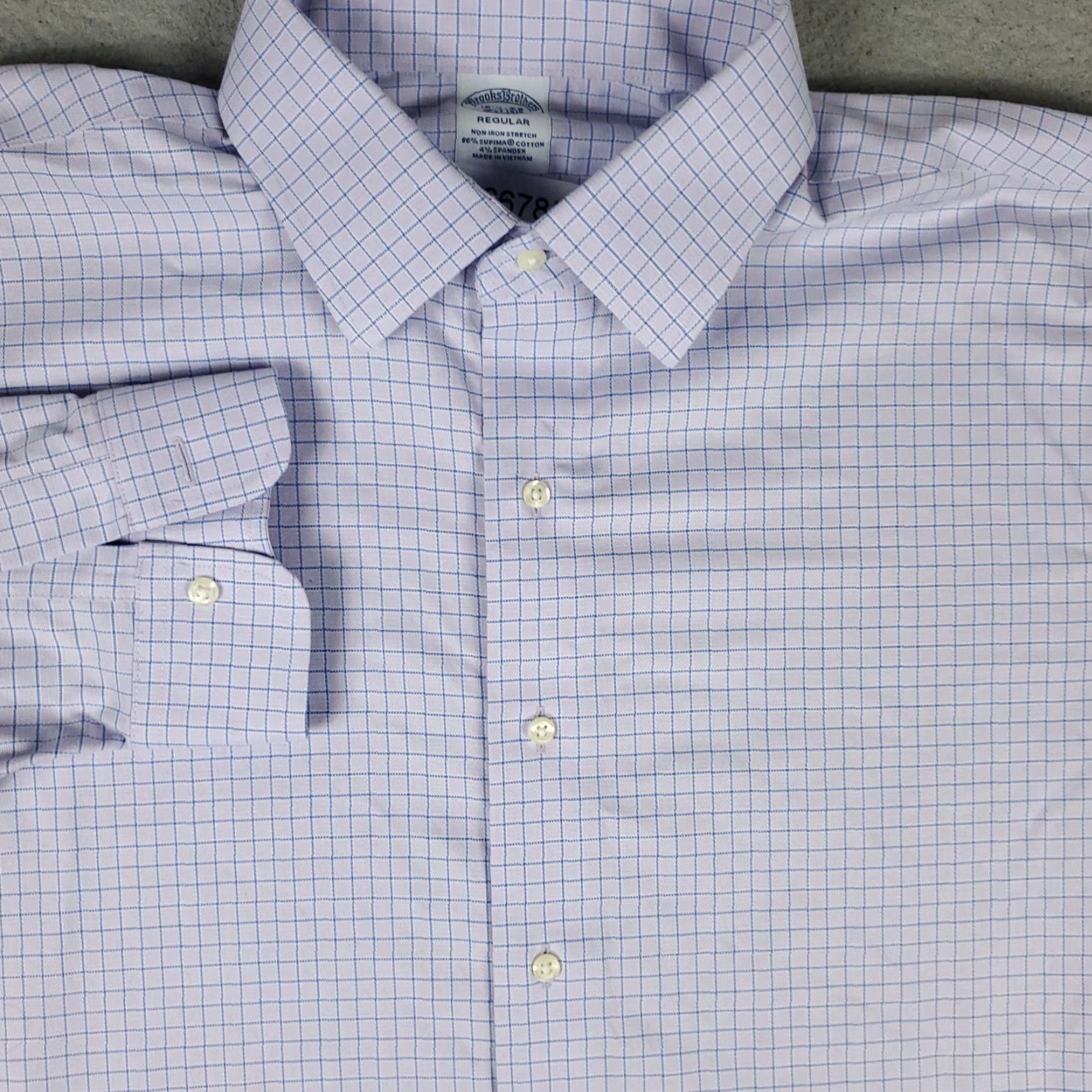 Brooks Brothers Brooks Brothers Shirt Mens 16.5 Purple Check Shirt Dress Button Up Long Sleeve (Note: Keep only original words; ensure accuracy) Size 46R - 2 Thumbnail