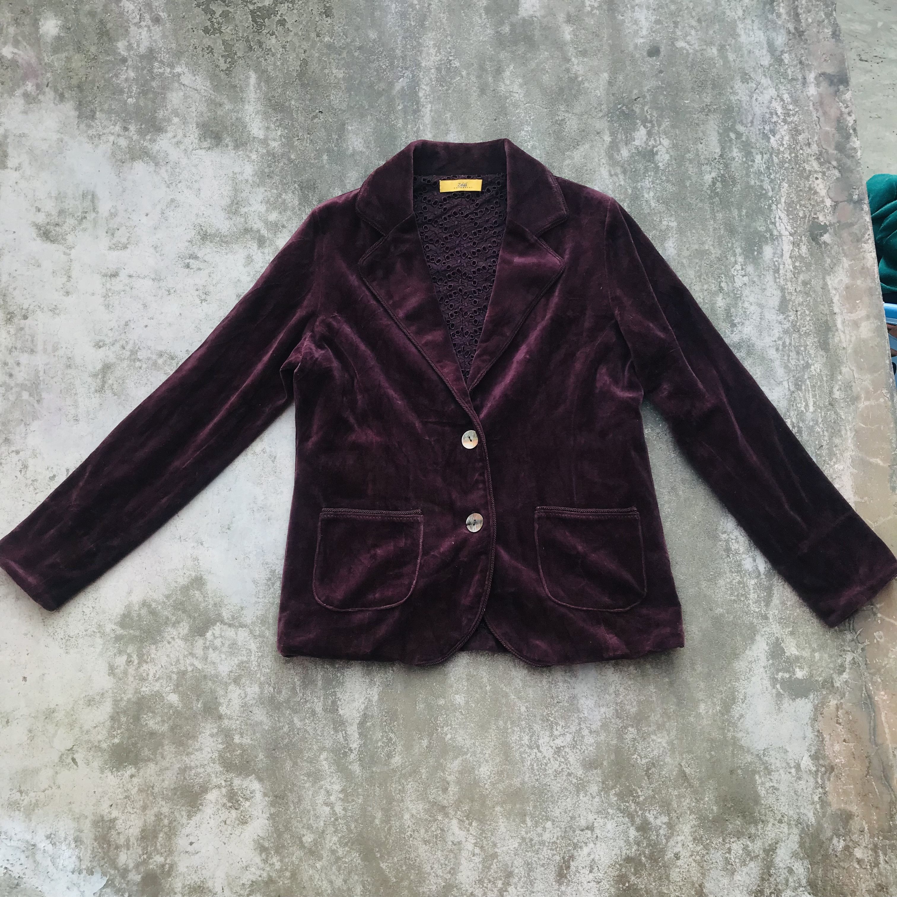 Japanese Brand × Vintage Japanese Lace Line Velour Slim Blazer Size M / US 6-8 / IT 42-44 - 1 Thumbnail