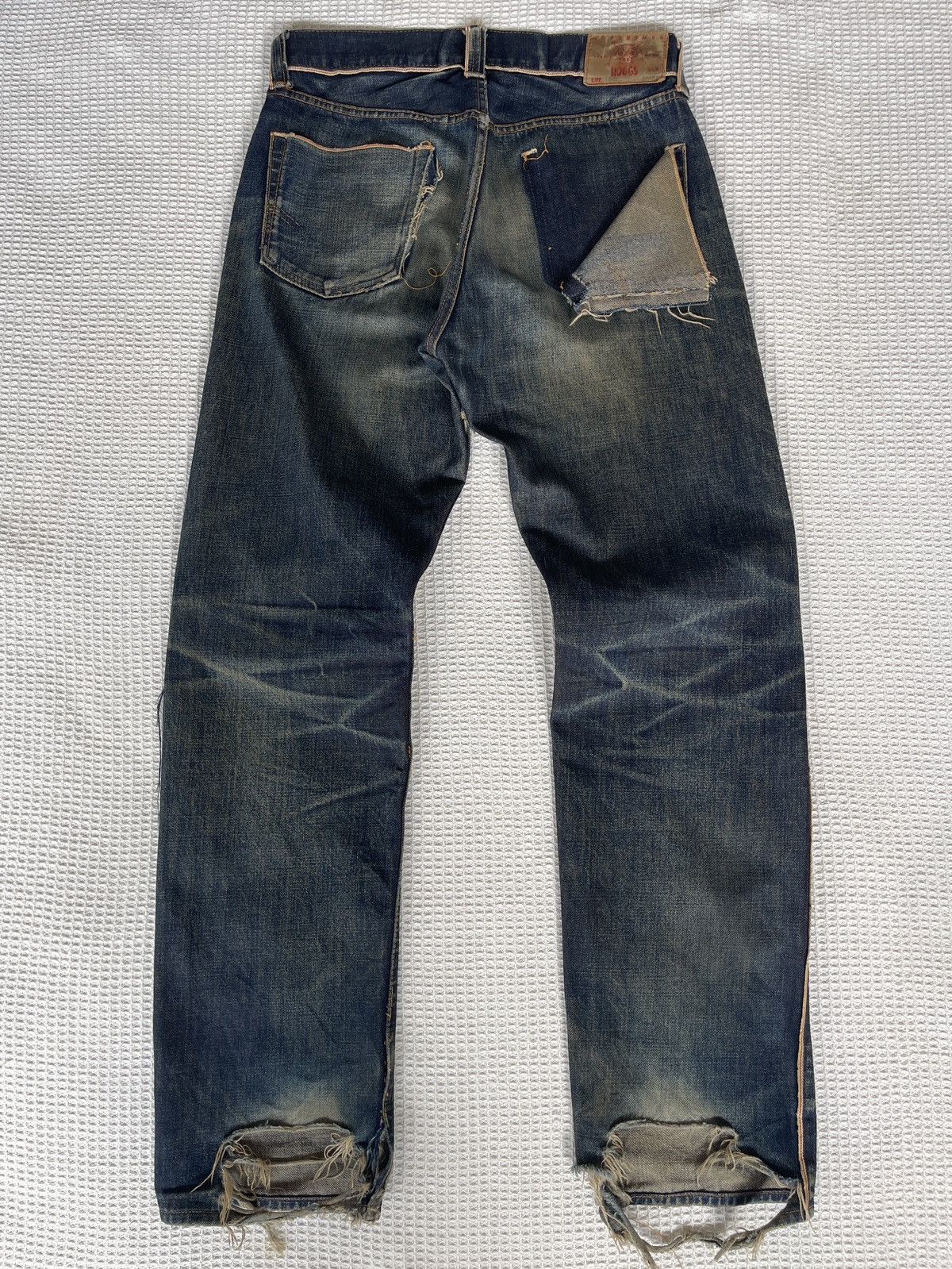 Nepenthes VINTAGE90s🔥HOGGS NEPENTHES NEEDLES🔥Thrashed Selvedge Jeans Size US 32 / EU 48 - 3 Thumbnail