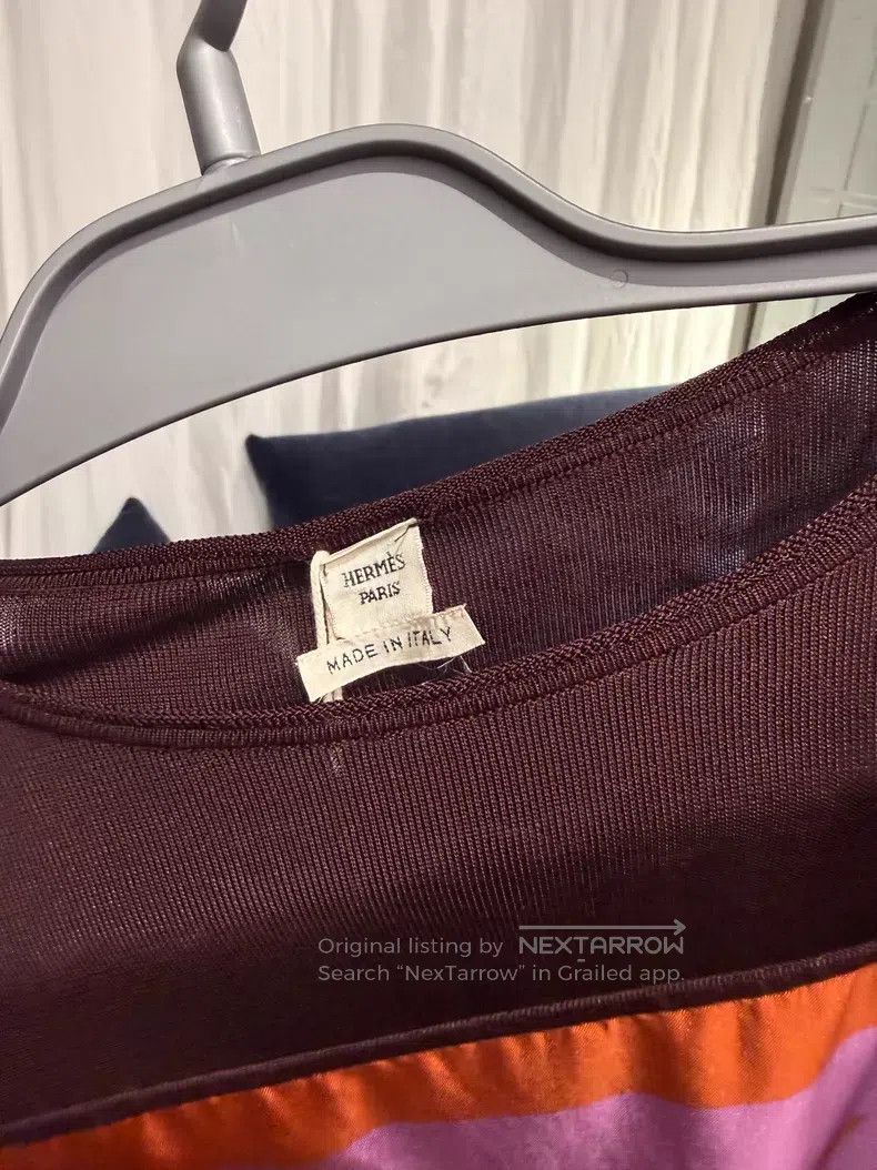 Hermes Hermes Geometric Pattern Silk Long Sleeve - Mulberry Silk Size XXS / US 00 / IT 34 - 2 Thumbnail