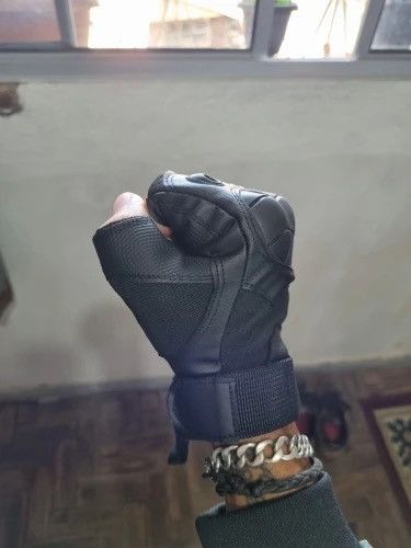 Leather PU Leather Tactical Half Finger Gloves Size M Size ONE SIZE - 5 Thumbnail