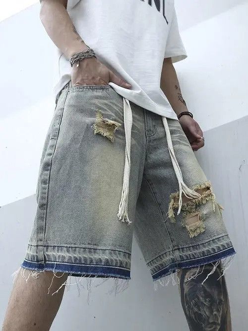 Jean Jorts Vintage Washed Distressed Denim Size US 32 / EU 48 - 1 Thumbnail