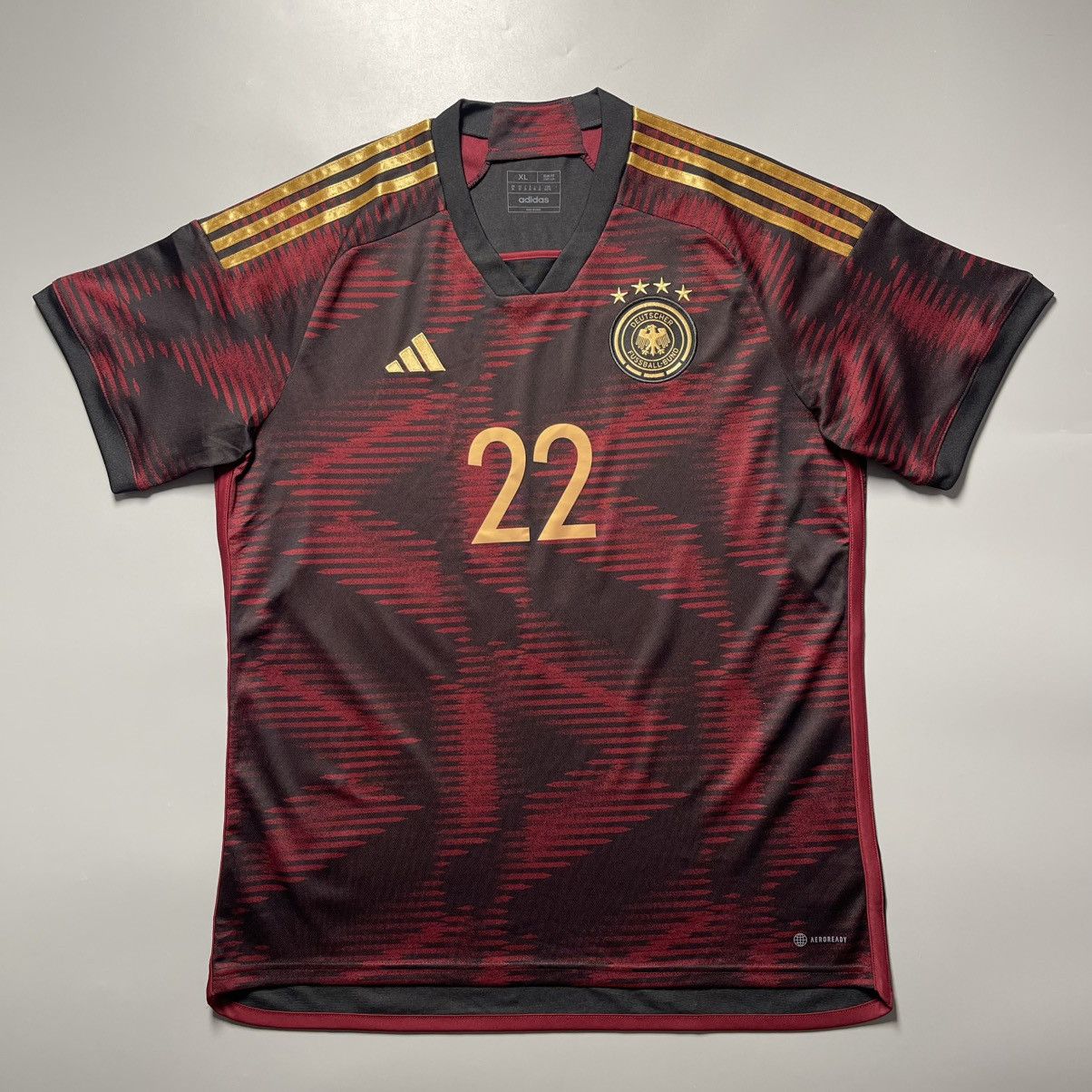 Adidas GERMANY ADIDAS 2022 WORLD CUP SOCCER AWAY JERSEY #22 ADEYEMI Size US XL / EU 56 / 4 - 2 Thumbnail
