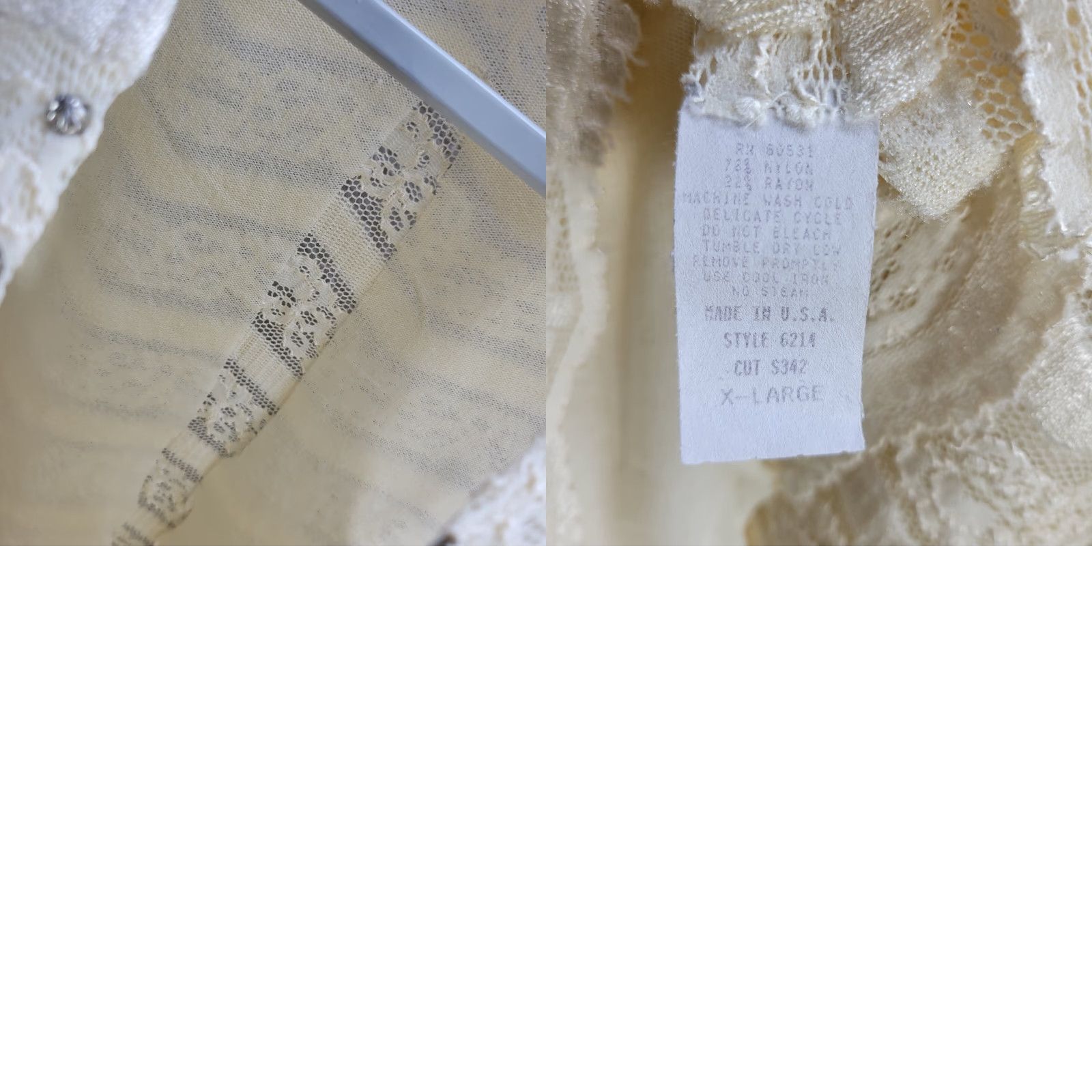 Vintage Saddle Ridge Cream Lace Studded Collar Sleeveless Top Western Nylon Rayon XL Cropped Tank Women Womens Shirt Size XL / US 12-14 / IT 48-50 - 8 Thumbnail