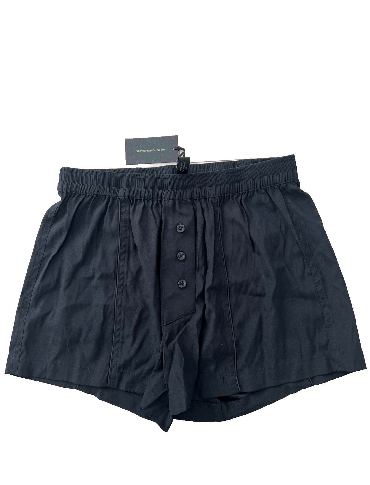 KIKI DE MONTPARNASSE Kiki De Montparnasse Silk Boxer Pyjama Shorts Black ( XS ) Size 22" - 2 Thumbnail