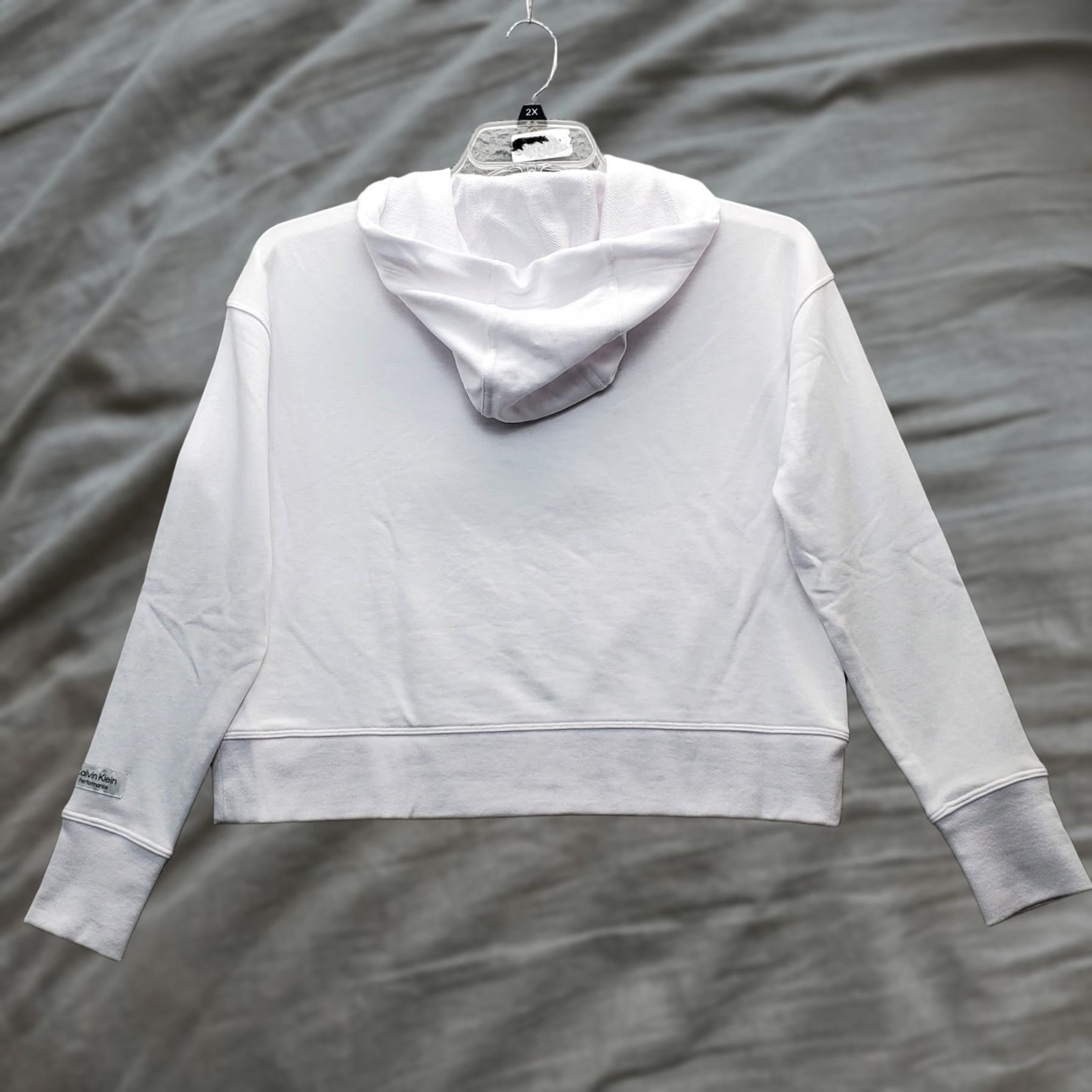 Calvin Klein Calvin Klein Performance Hoodie Womens XS White Cropped Spell Out Drawstring Hoodie Womens XS White USPS Size XS / US 0-2 / IT 36-38 - 1 Thumbnail
