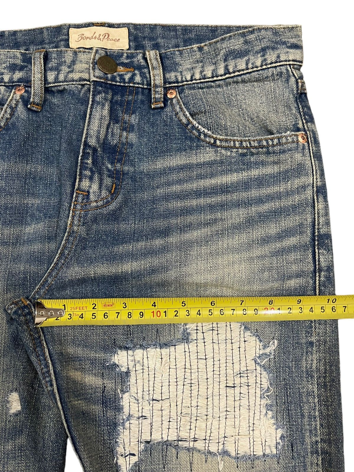 If Six Was Nine Vintage Japan Brand Blue Wash Distress Sashiko Style Jeans Size US 31 - 12 Thumbnail