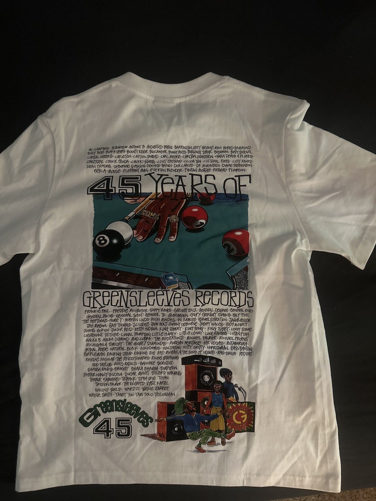 Stones Throw Records × Stussy Stussy Greensleeves T-Shirt Size US S / EU 44-46 / 1 - 2 Thumbnail