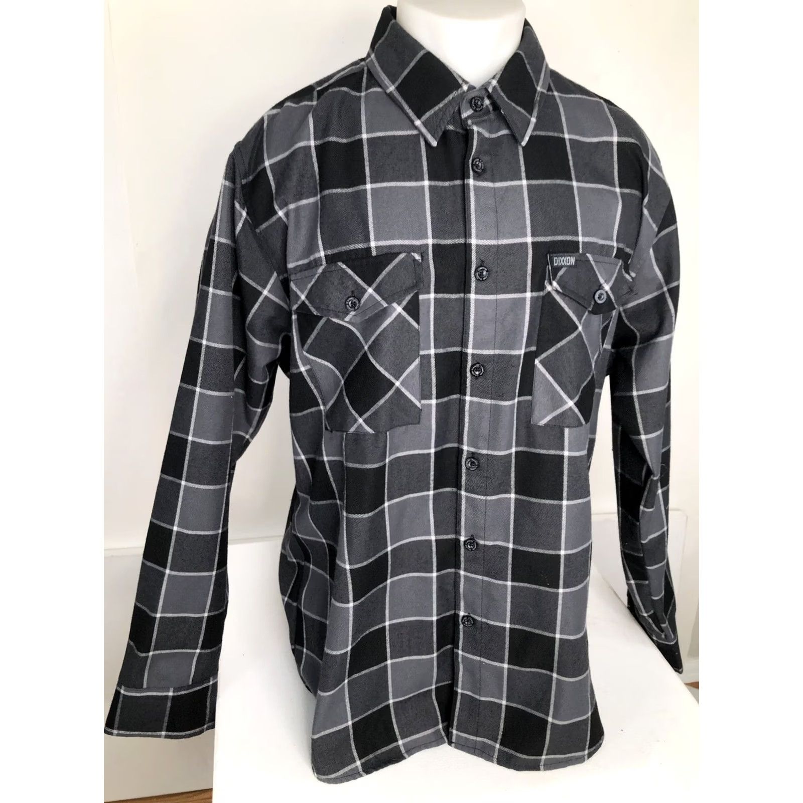 Vintage DIXXON FLANNEL CO / THE DARK HORSE - Mens 2X Plaid Check Shirt Shirt Men 2X Dark Gray & Black Horse Theme Navy? Size US XXL / EU 58 / 5 - 2 Thumbnail