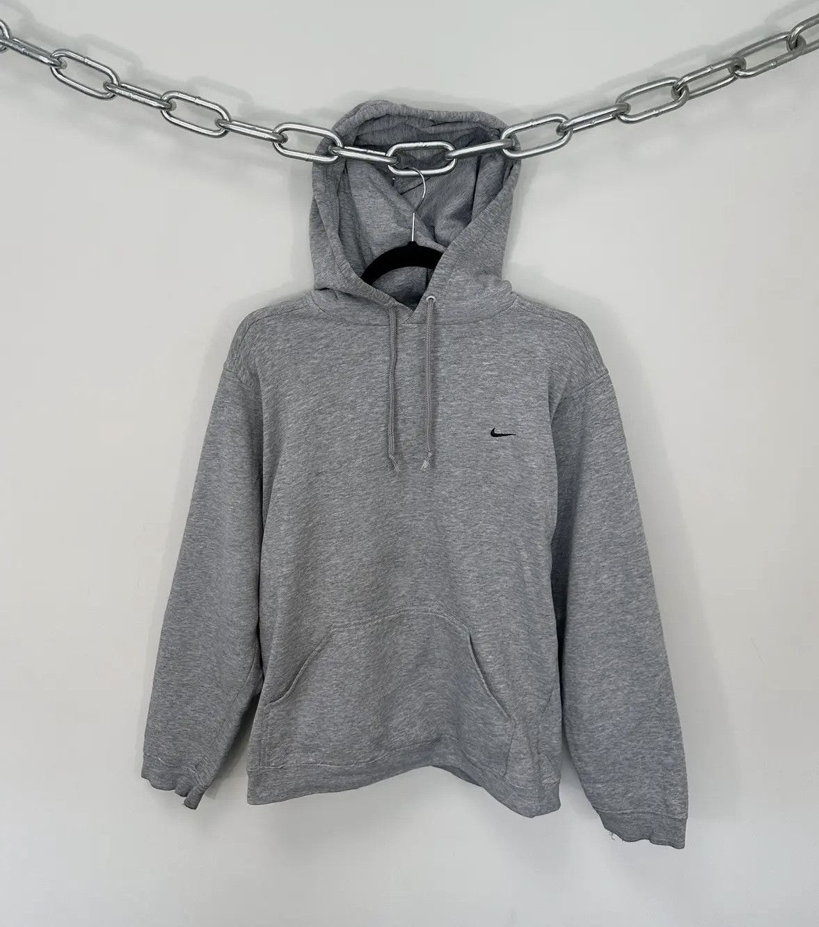 Nike × Vintage Vintage Nike Y2K Embroidered Swoosh Retro Hype Gray Hoodie Size US S / EU 44-46 / 1 - 1 Thumbnail