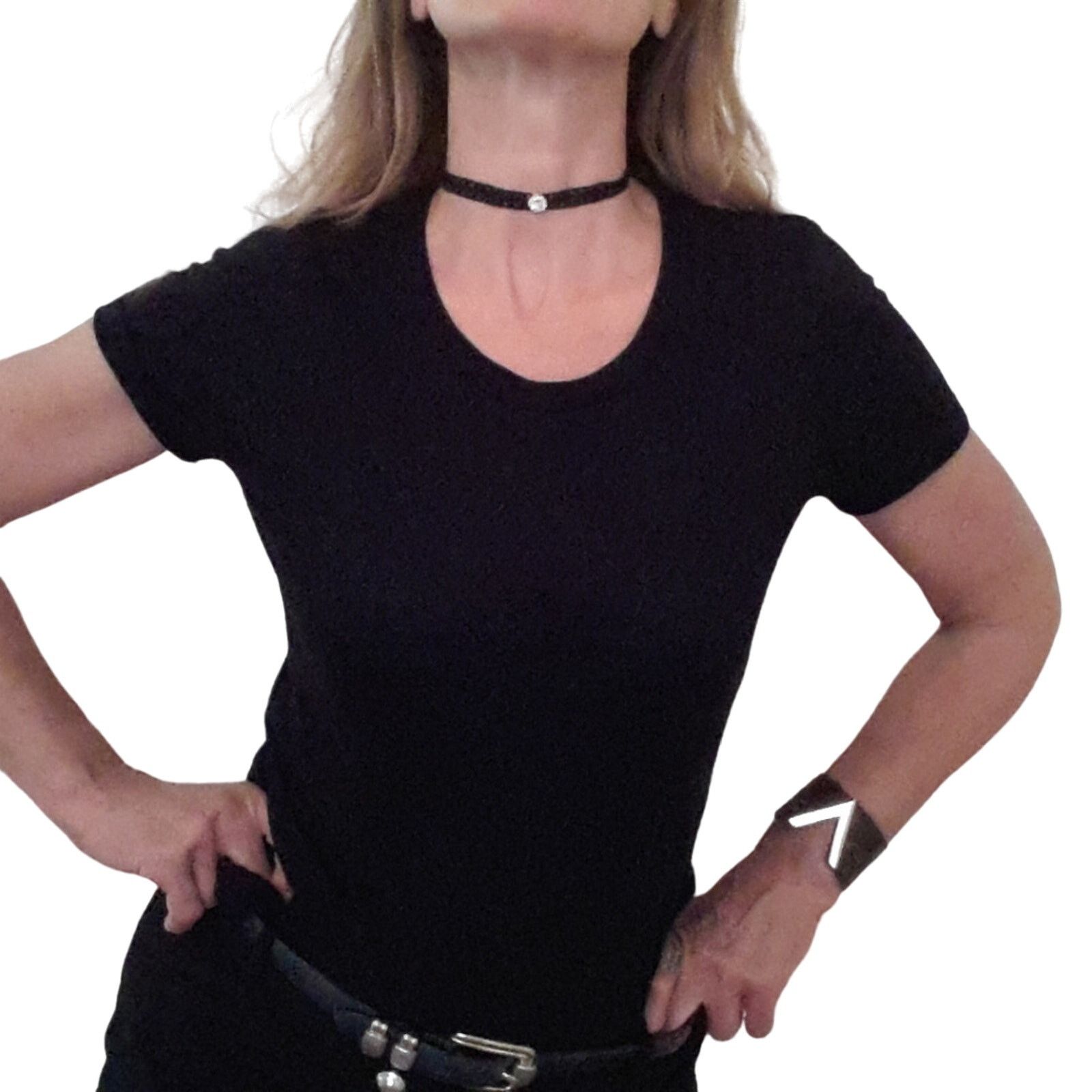 Other Black Lace Choker Necklace Diamonds Glam Goth Boho Cottage Size ONE SIZE - 3 Thumbnail