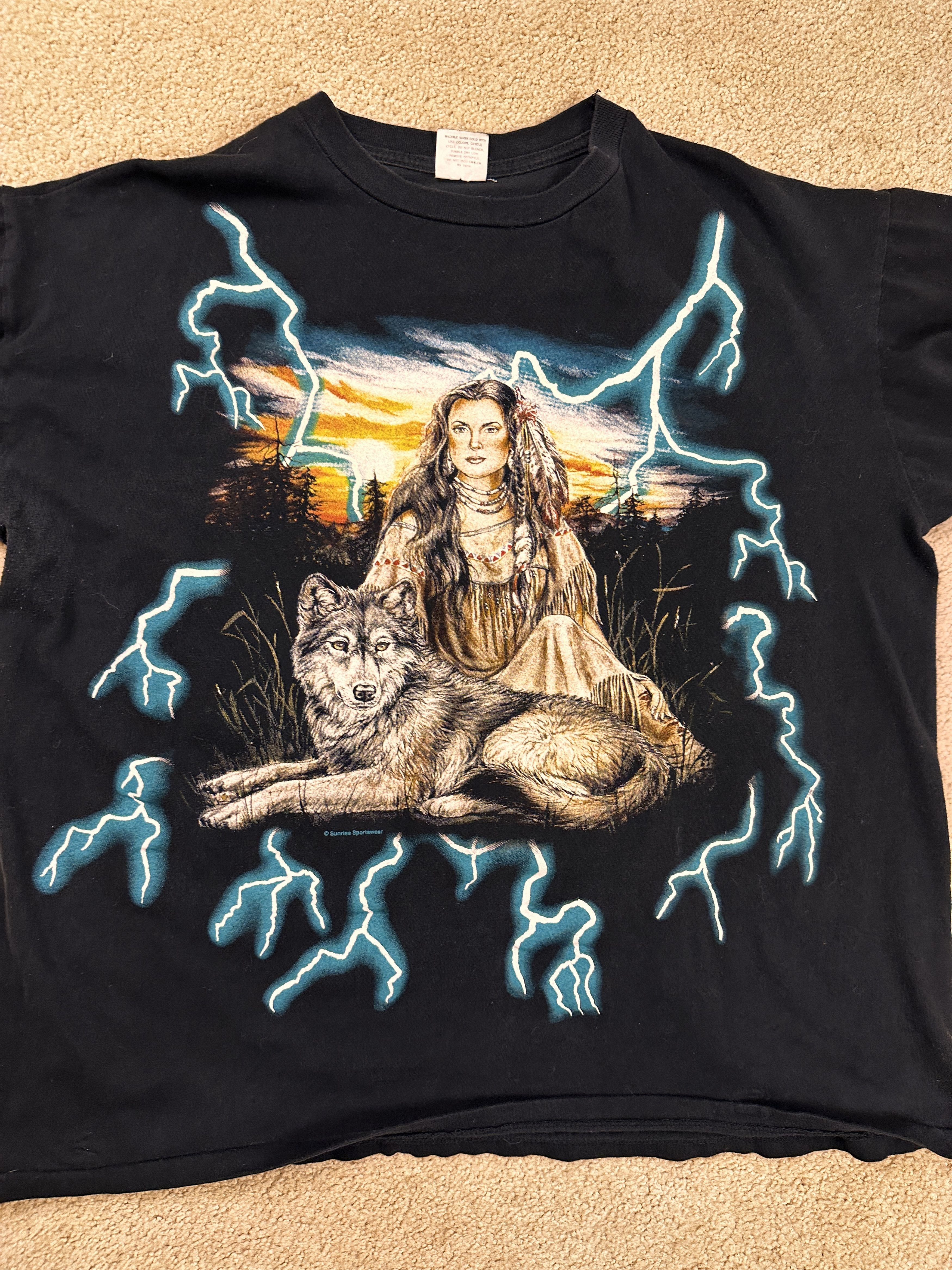 Other Vintage USA Thunder Lightning Native Wolf AOP T-Shirt XXL Size US XXL / EU 58 / 5 - 2 Thumbnail