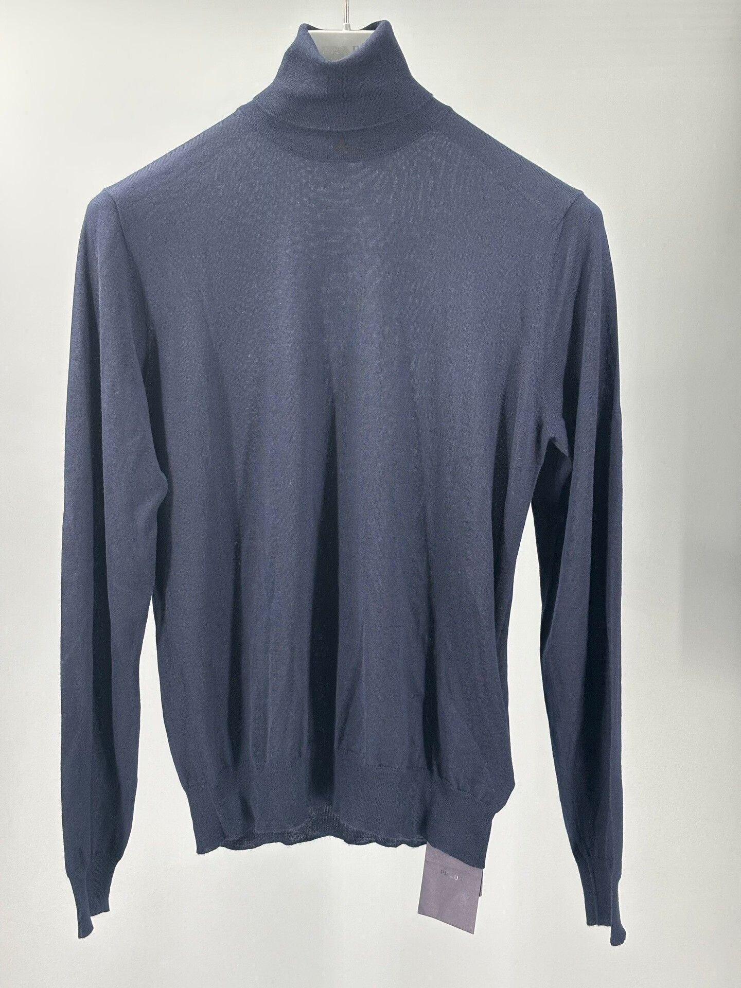 prada men’s turtleneck knit sweater deep blue