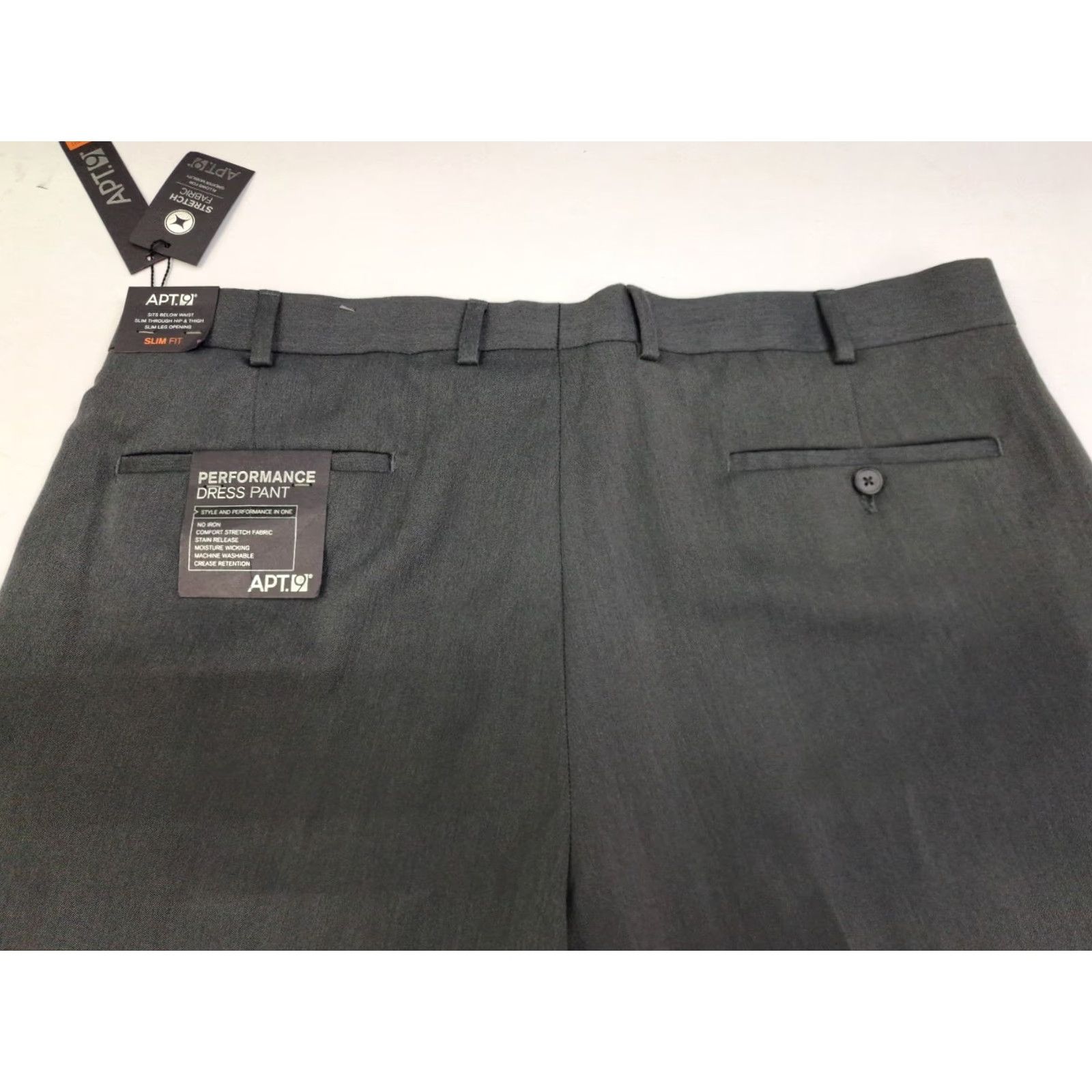 Apt. 9 Apt. 9 Mens Performance Dress Pants Slim Fit Stretch 38/30 Charcoal - Flat Front, Zip, Pockets, Machine Washable, Workwear, City, Slim, Regular, Men Size US 38 / EU 54 - 7 Thumbnail
