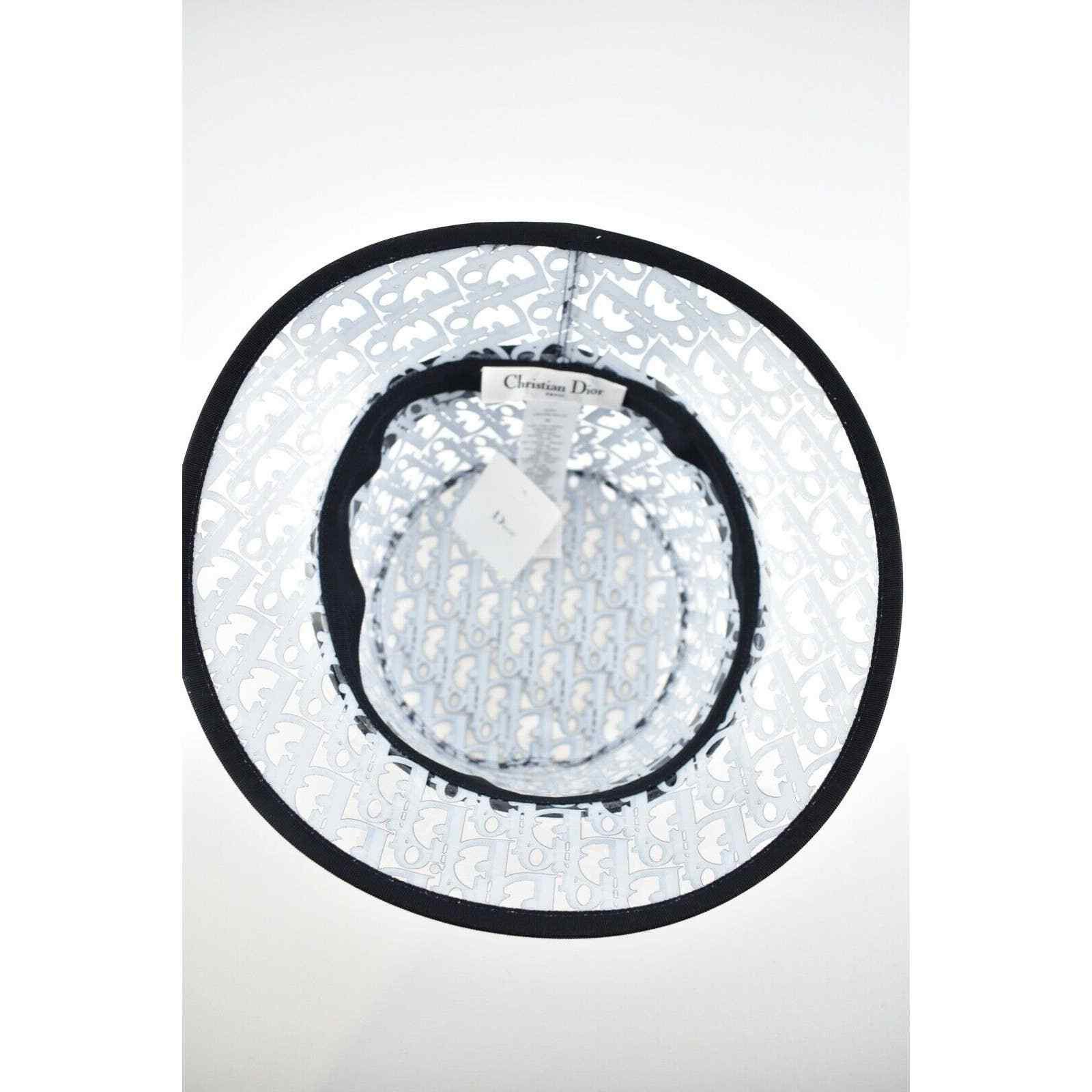 Dior French Oblique Logo Transparent Clear Sun Bucket Hat 57