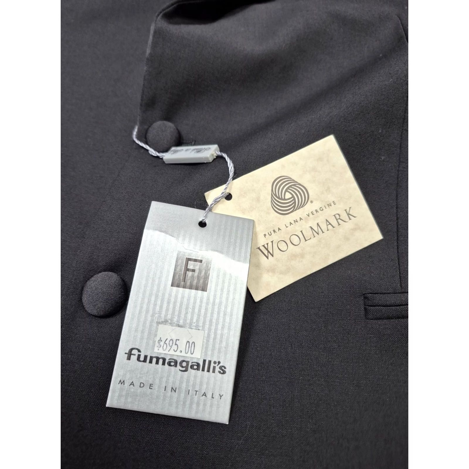 Vintage Fumagalli's Tuxedo Jacket Mens 44L Black Super 100s Wool Italy Formal NWT Size 44R - 3 Thumbnail