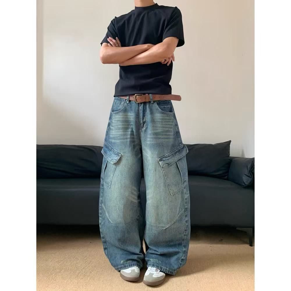 Vintage American-Style High-Street Multi-Pocket Cargo Jeans Size US 32 / EU 48 - 2 Thumbnail