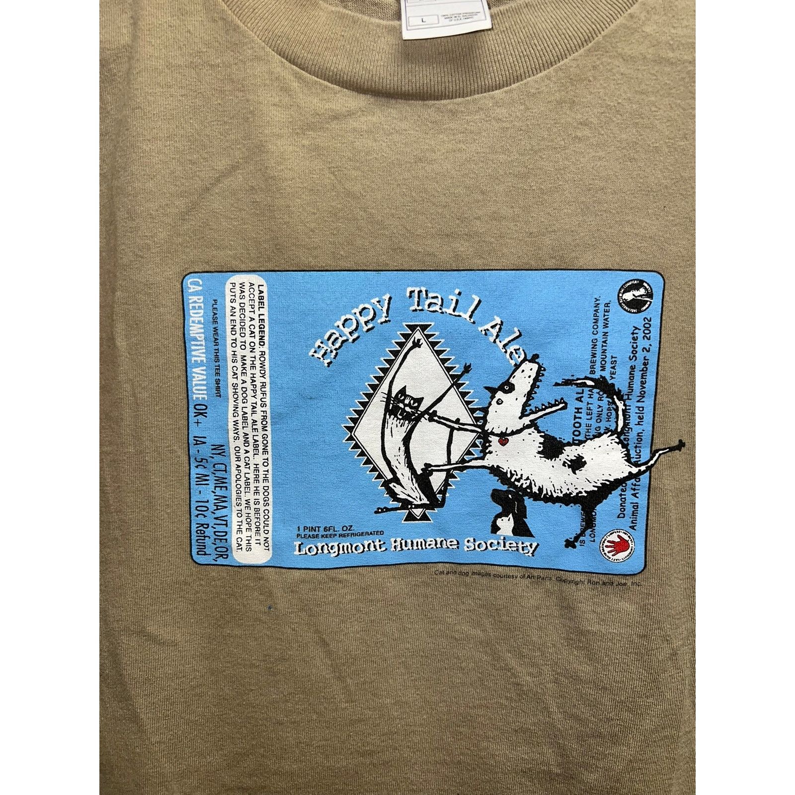 Fruit Of The Loom Vintage Happy Tail Ale Shirt Longmont Humane Graphic Tee L Size US L / EU 52-54 / 3 - 2 Thumbnail