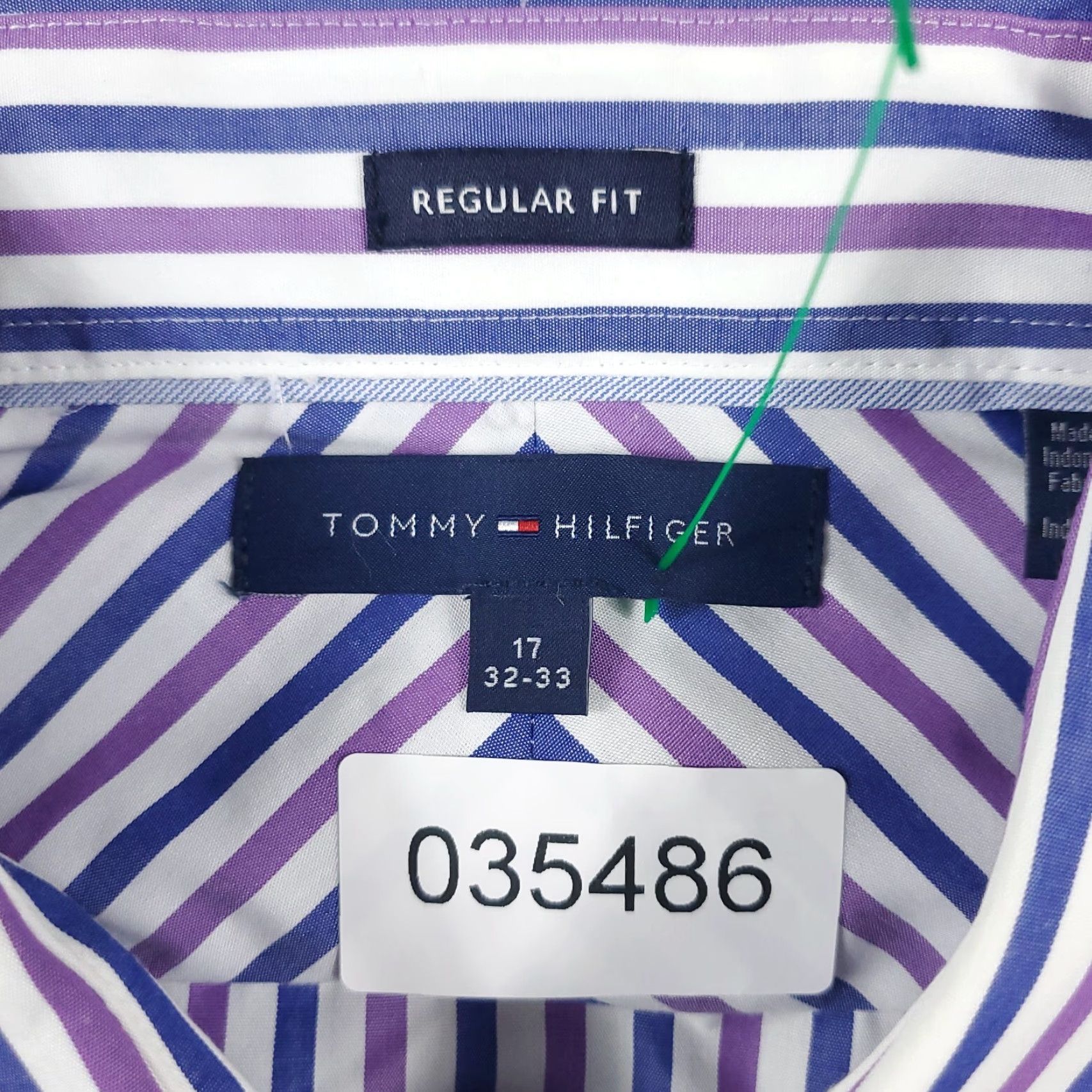 Tommy Hilfiger Tommy Hilfiger Shirt Mens 17 Purple Striped Dress Button Up Long Sleeve Shirt Size 46R - 7 Thumbnail