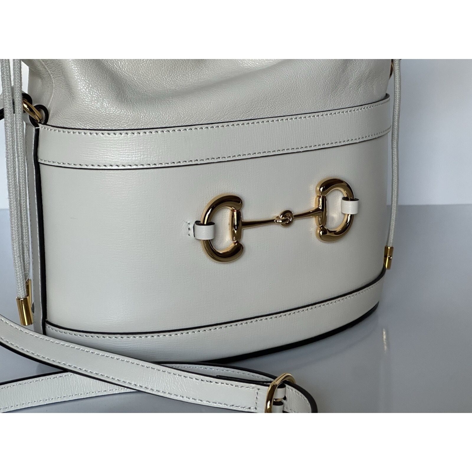 Gucci Gucci Azalea Horsebit Bucket Leather Bag White 602118 Size ONE SIZE - 3 Thumbnail