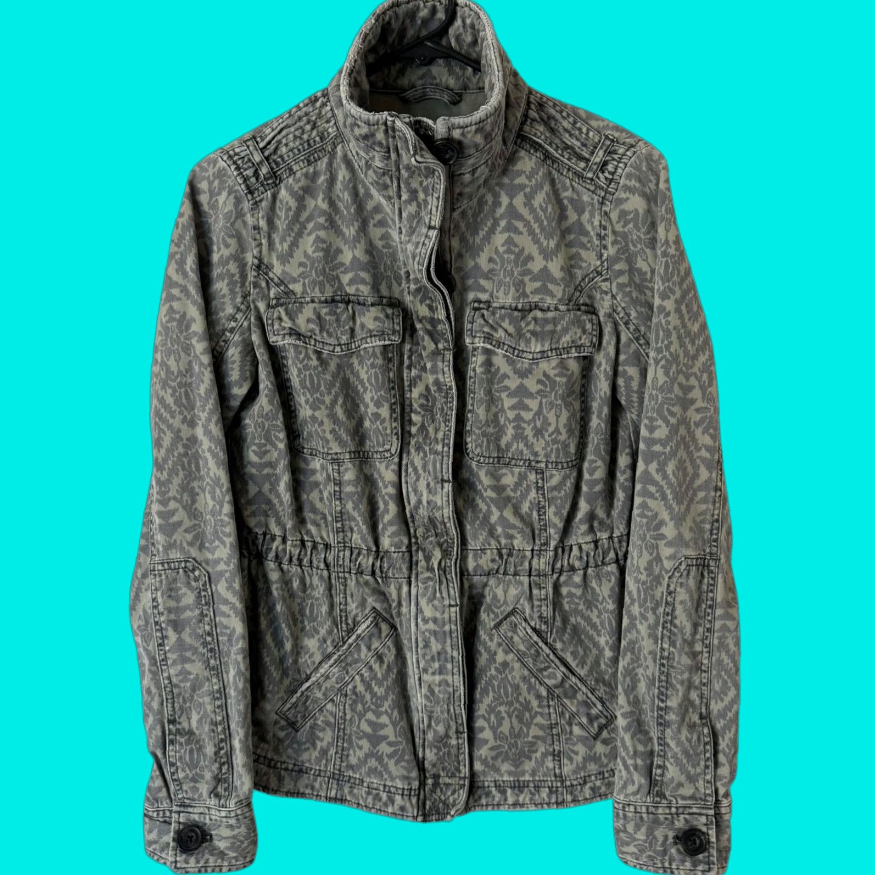 Abercrombie & Fitch Abercrombie & Fitch Military Cargo Jacket Green Women's Small Distress Full Zip Size S / US 4 / IT 40 - 1 Thumbnail