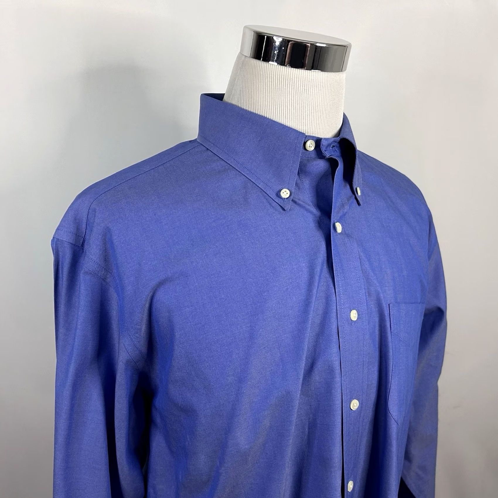 Brooks Brothers Brooks Brothers Dress Shirt Blue Button-Down 17.5 34/35 Regular Fit Non Iron Men Shirt Size 48R - 2 Thumbnail