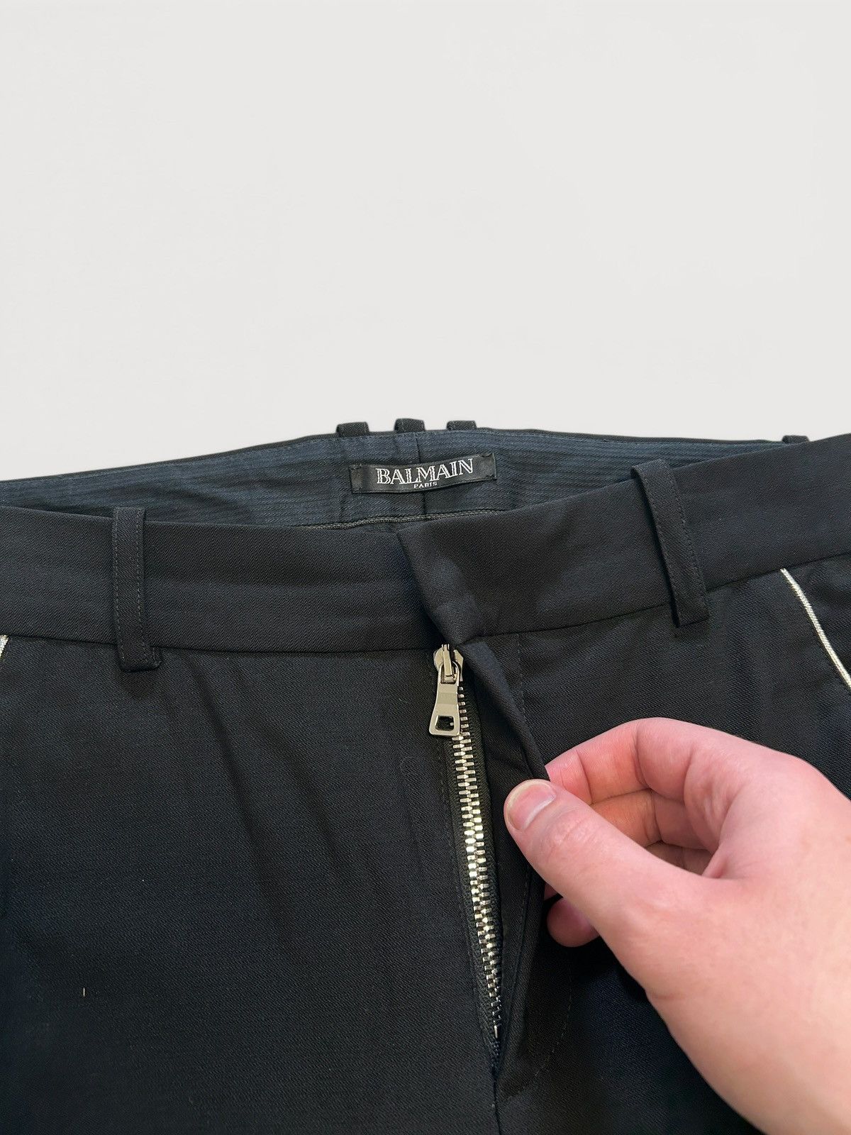 Balmain FW2018 Metallic Panel Zipped Tuxedo Wool Trousers Size US 30 / EU 46 - 7 Thumbnail