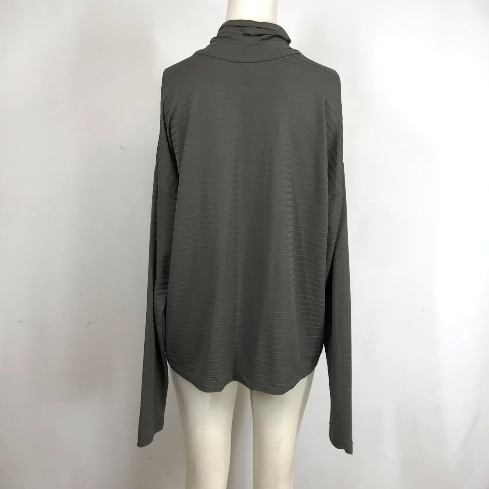 CO F.H. Clothing Co Large Long Sleeve Striped Turtleneck Top Chic Olive Green Size L / US 10 / IT 46 - 5 Thumbnail