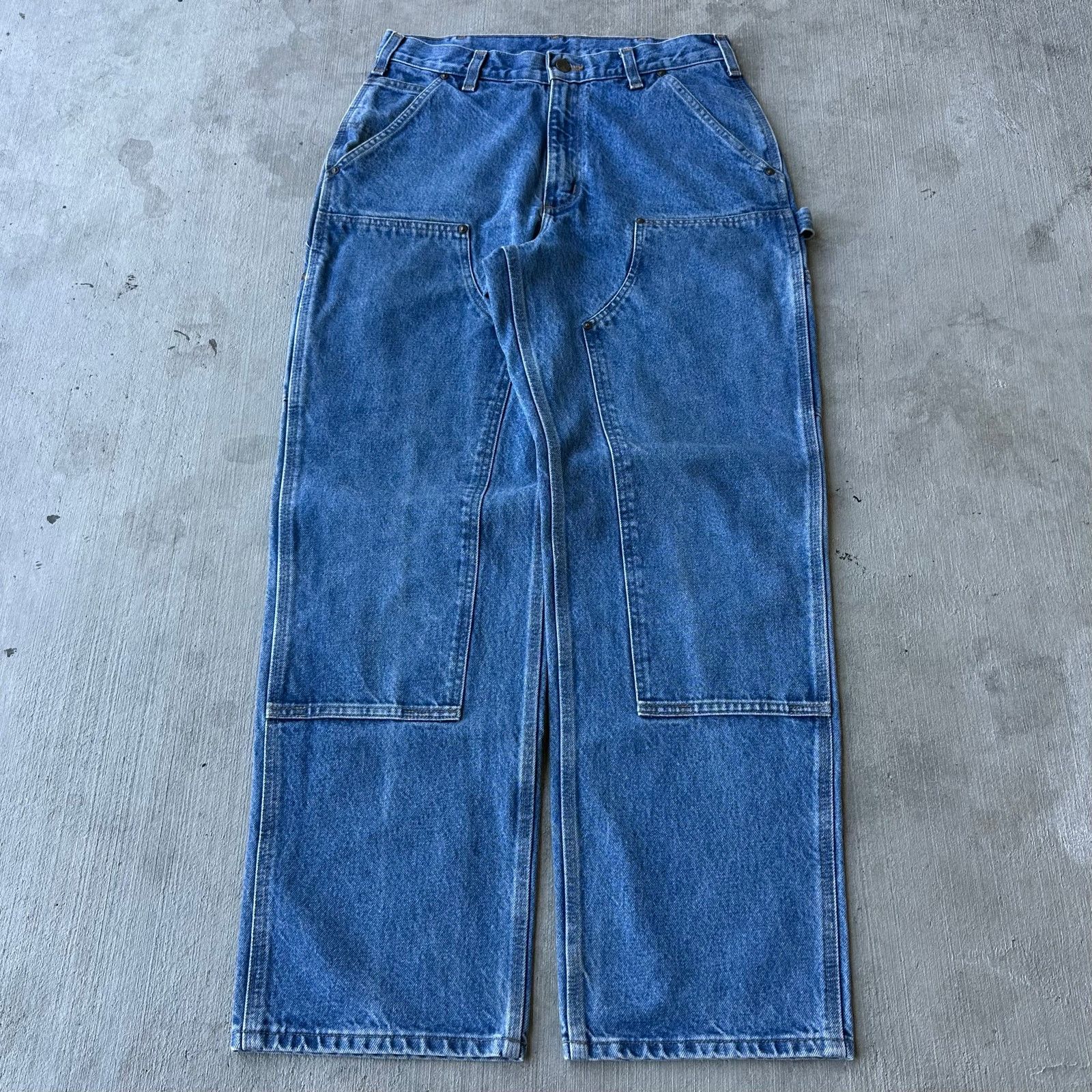 Carhartt Vintage Y2K Carhartt denim blue jeans double knee work pants Size US 32 / EU 48 - 1 Thumbnail