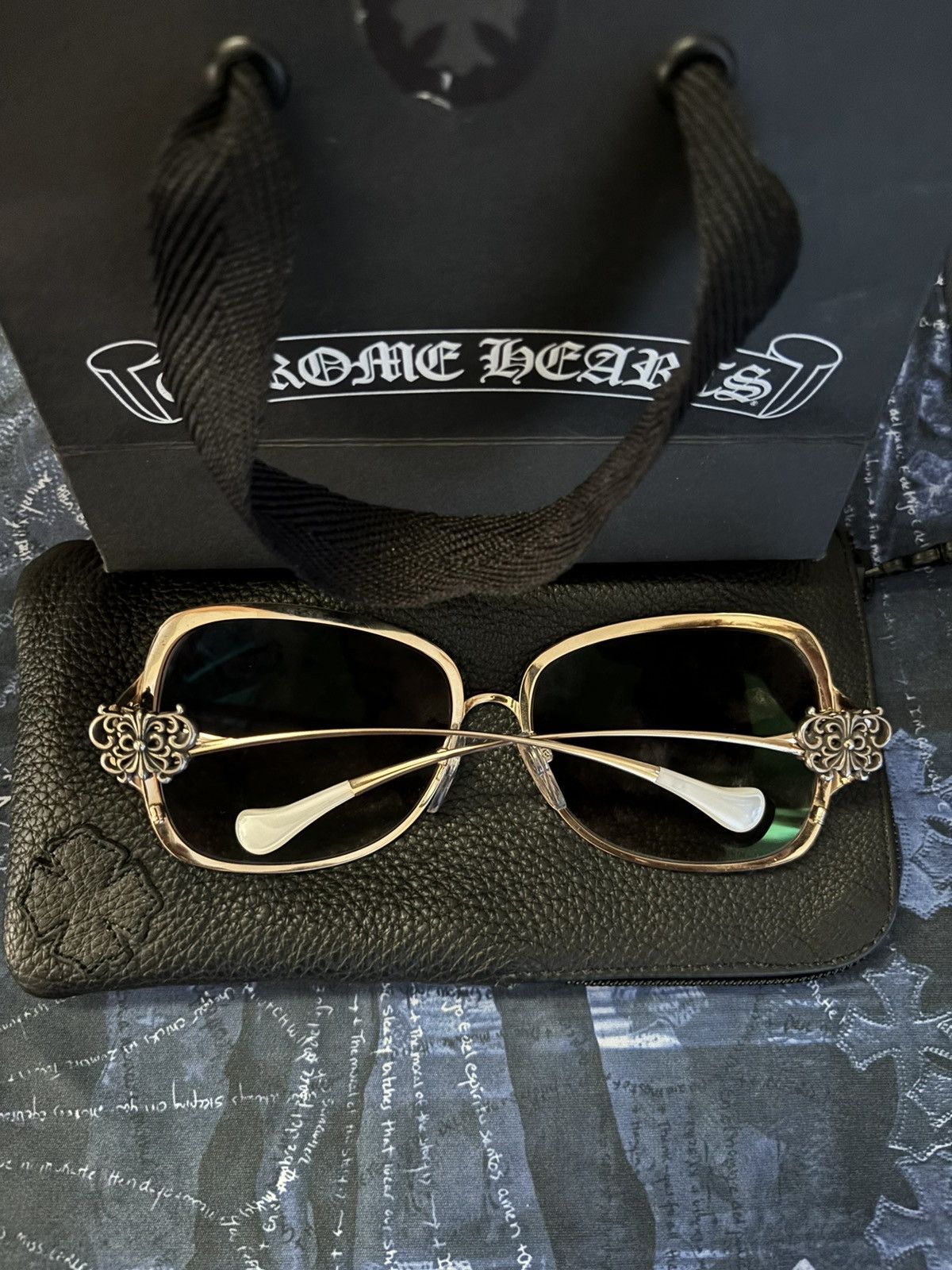 Chrome Hearts Call Me Back Kate WP-GP White Pearl/ Gold sunglasses ...
