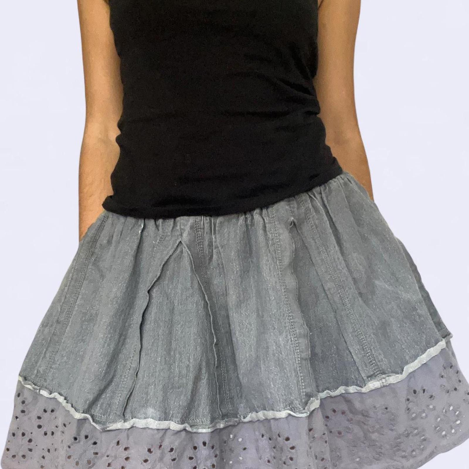 THRILLS Grey metallic sparkly skirt with eyelet lace trim #denim Size 32" / US 10 / IT 46 - 1 Thumbnail
