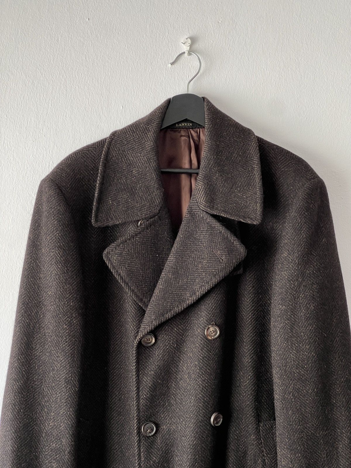 Designer × Lanvin × Vintage Rare Vintage Lanvin Double-Breasted Cashmere Wool Coat Size US M / EU 48-50 / 2 - 2 Thumbnail