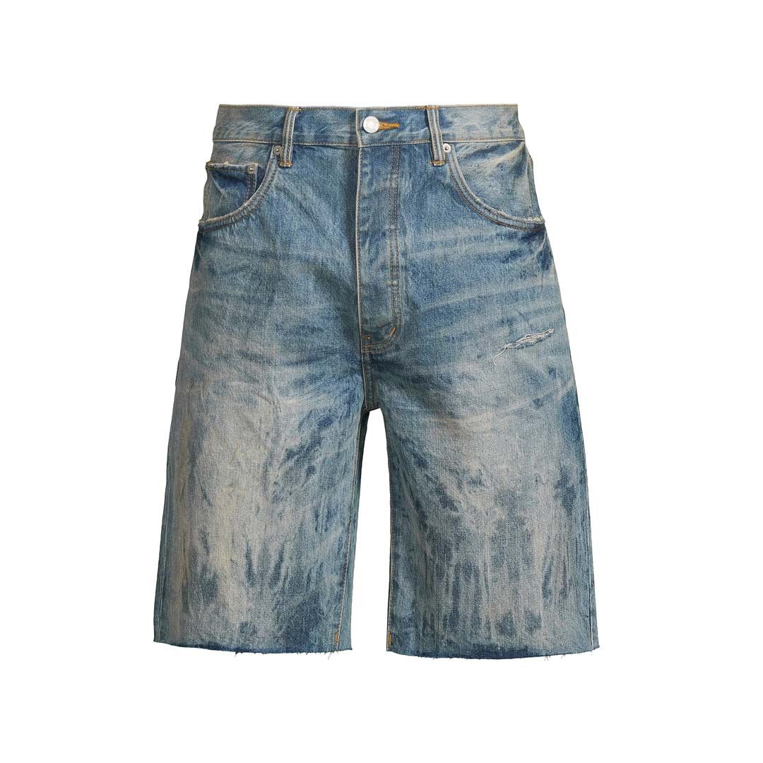 Purple Brand Mixed Paint Blue Jean Shorts Size US 32 / EU 48 - 1 Thumbnail