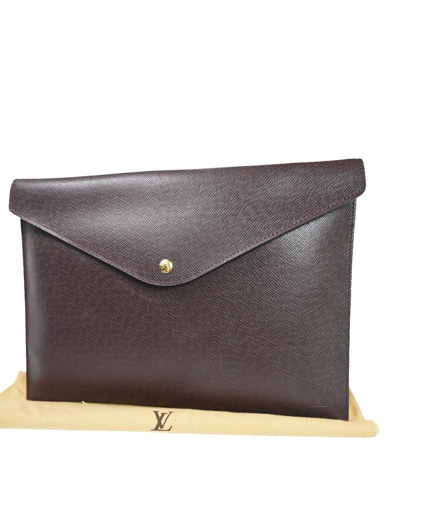 image of Louis Vuitton Sophisticated Burgundy Leather Briefcase With Gold Accents in Brown, Men's