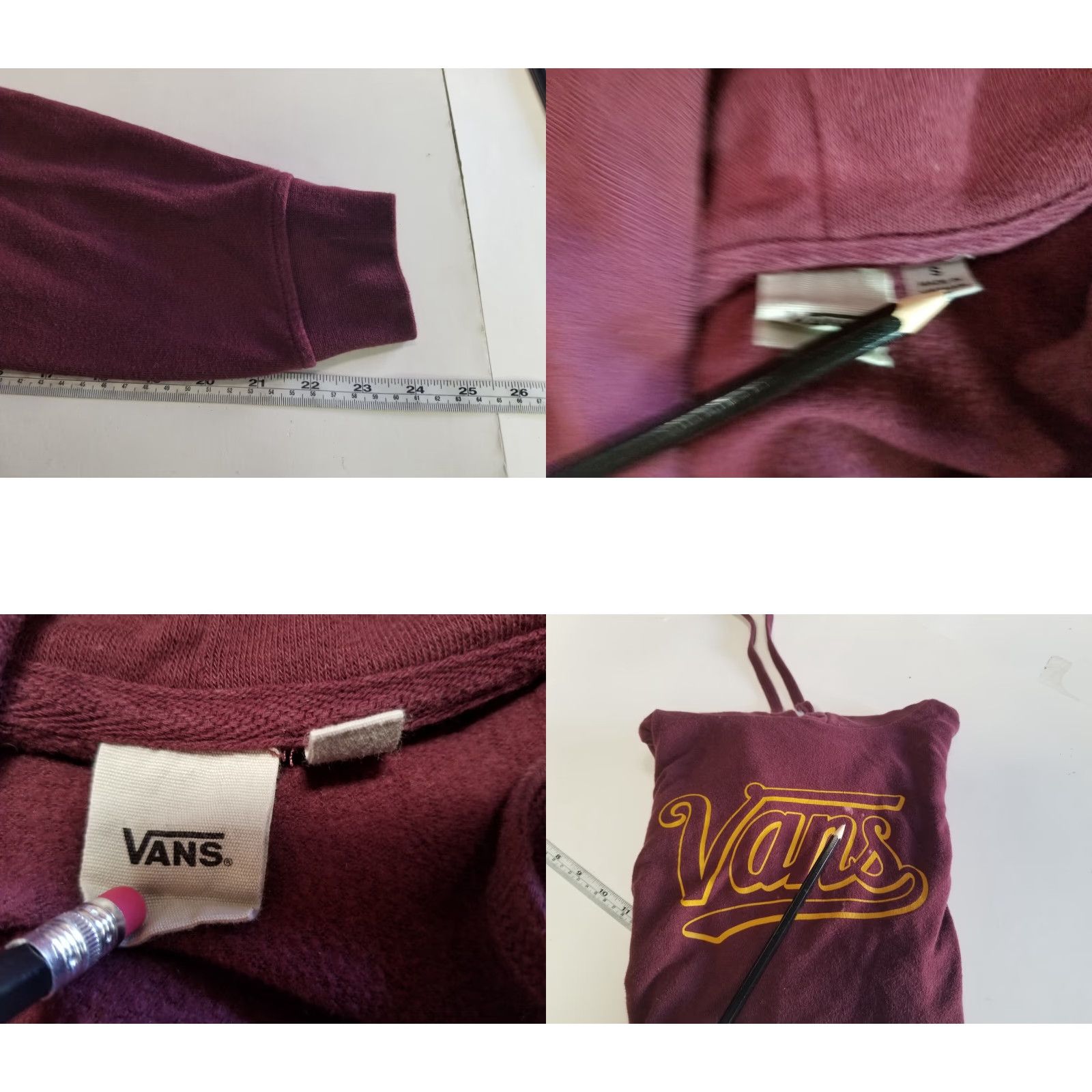 Vans VANS Hoodie Womens Size Small S Burgundy Burgundy Color Activewear Full Zip Pullover Size S / US 4 / IT 40 - 8 Thumbnail