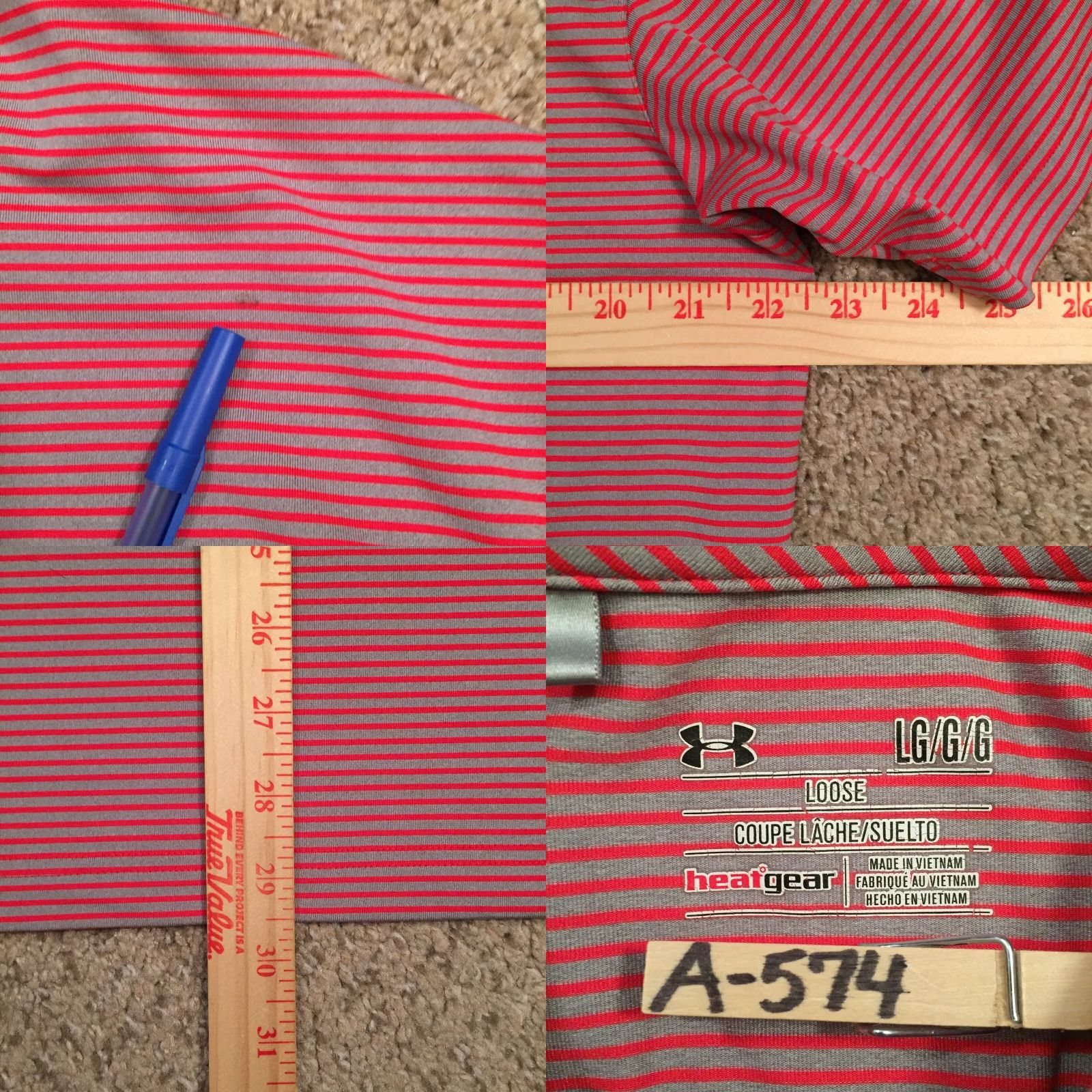 Under Armour Under Armour Polo Shirt Mens L Gray Striped Short Sleeve Heat Gear Polo Shirt Mens L Gray Striped Short Sleeve Size US L / EU 52-54 / 3 - 8 Thumbnail