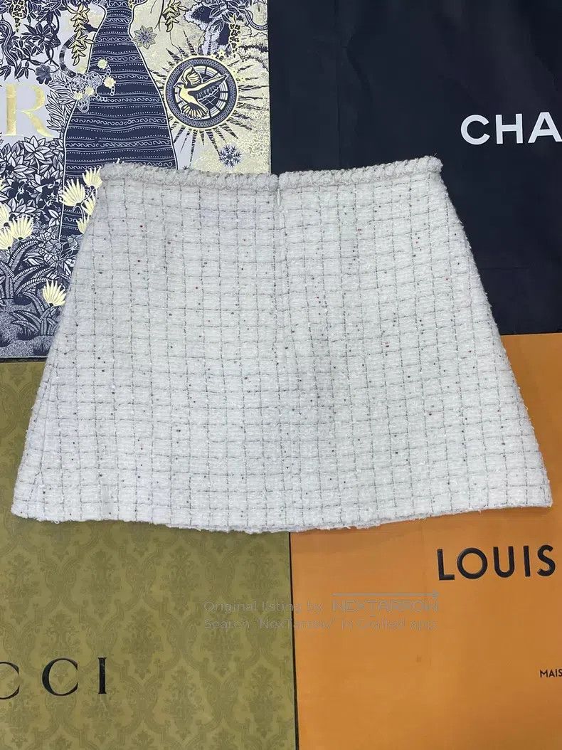 Chanel Chanel 25A white tweed skirt Size 42" / US 20 - 3 Thumbnail
