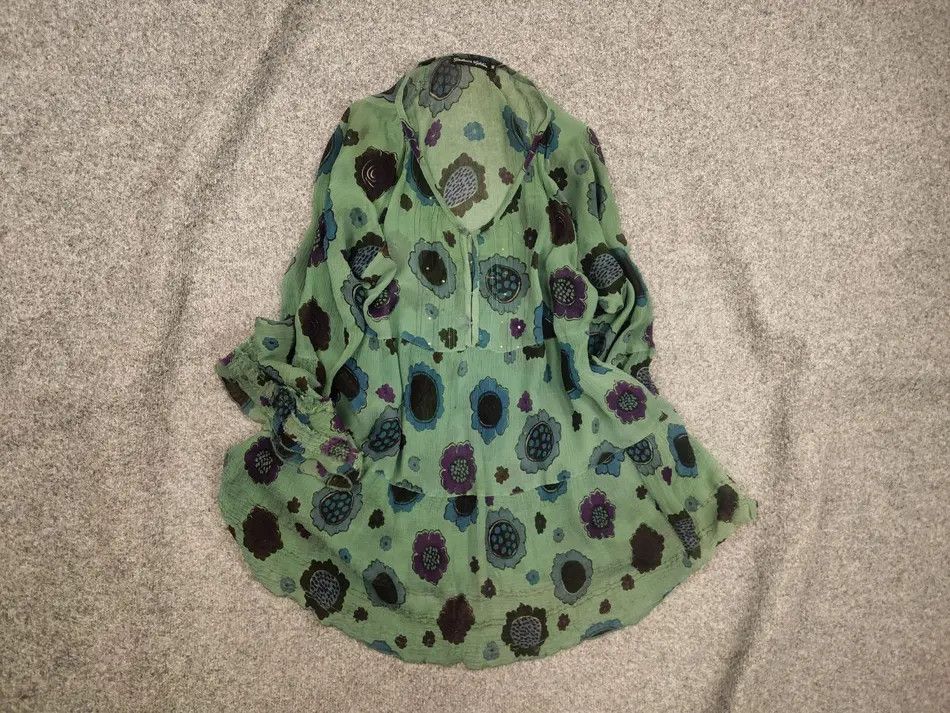 Gudrun Sjoden Gudrun Sjödén Floral print green Light blouse tunic Size XL / US 12-14 / IT 48-50 - 1 Thumbnail