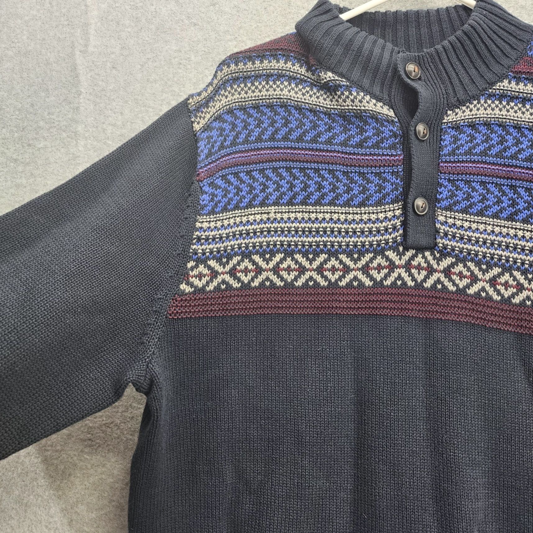 Chaps Chaps Men’s L Pullover Sweater Long Sleeve 1/4 Button Up Knit Cotton Polyester Blue Crew Neck Casual Winter Vintage: No Size US L / EU 52-54 / 3 - 2 Thumbnail