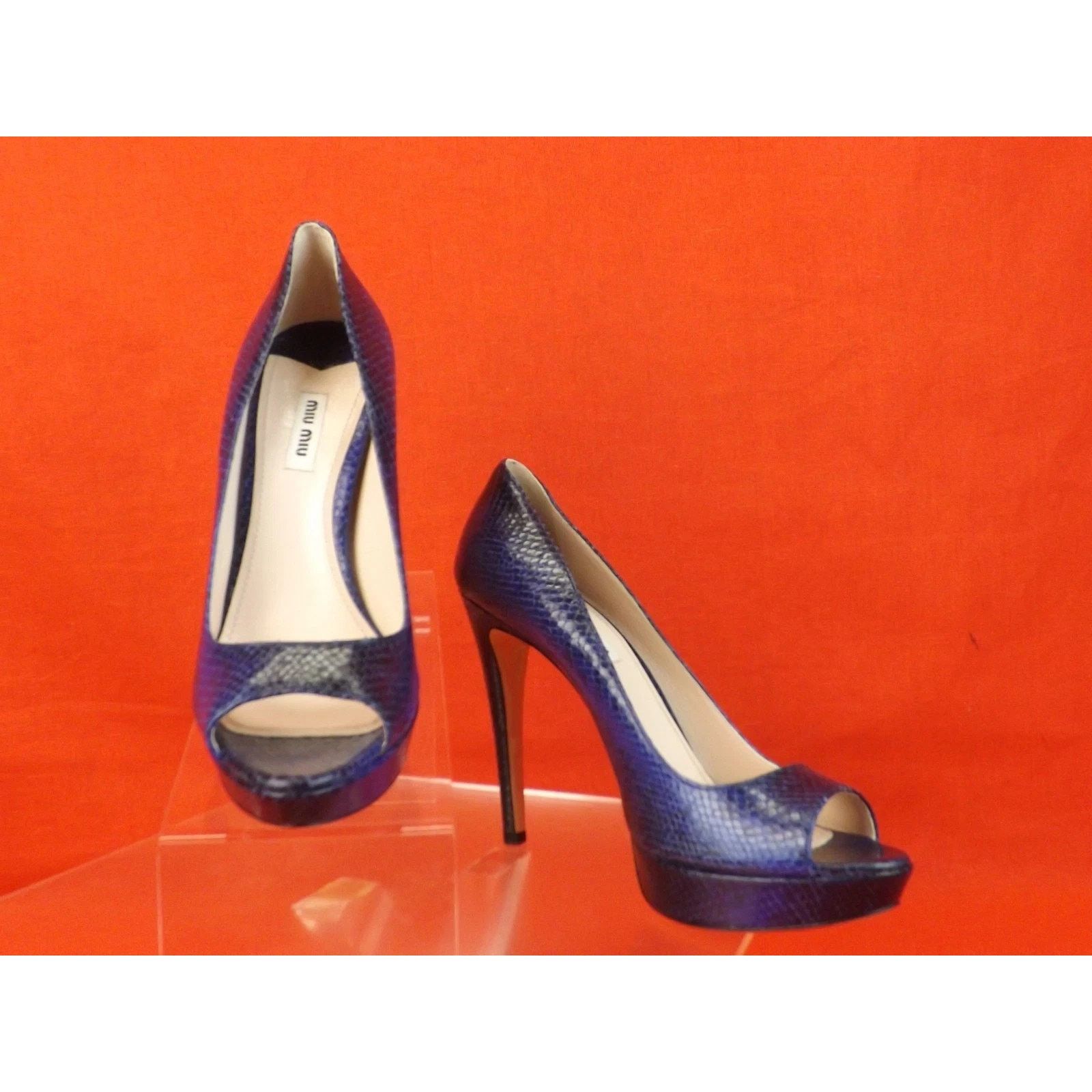 Miu Miu MIU MIU PRADA 5KP18 BLUE PYTHON LEATHER PRINT UMPS 40.5 $660 Size US 10.5 / IT 40.5 - 6 Thumbnail