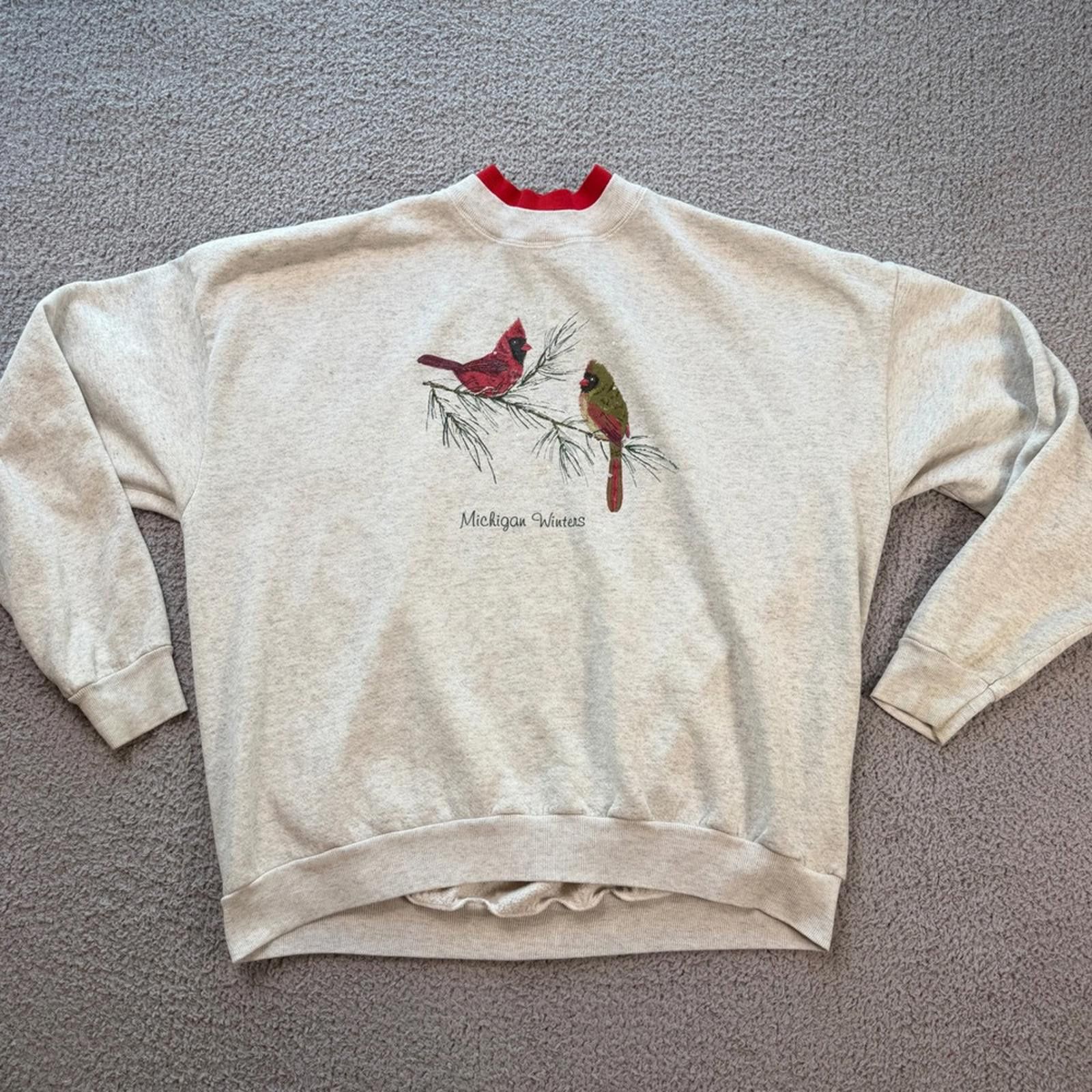 Lee Vintage 90s Lee Michigan Winters Cardinal Sweatshirt Men 2XL Size US XXL / EU 58 / 5 - 1 Thumbnail