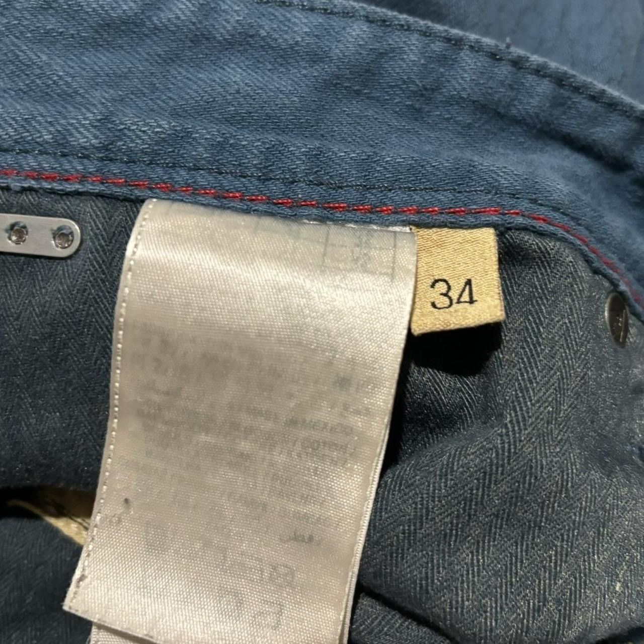 Guess × Vintage Vintage Y2K Guess Teal Cracked Slim Straight Denim Jeans Size US 33 - 8 Thumbnail