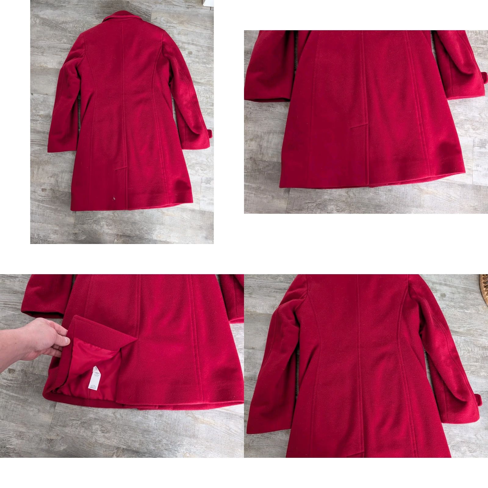 Vintage L.L.Bean Coat Womens 6 Regular Red Lambswool Thinsulate Lined Button Winter Coat Size M / US 6-8 / IT 42-44 - 10 Thumbnail