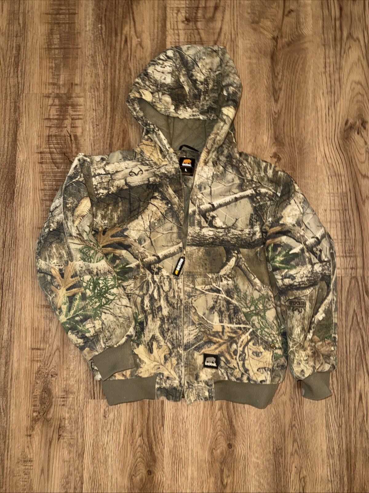 United Colors Of Benetton Berne Jacket Youth Lrg Camo Lined Zip Hunting Realtree Hood Size US L / EU 52-54 / 3 - 1 Thumbnail
