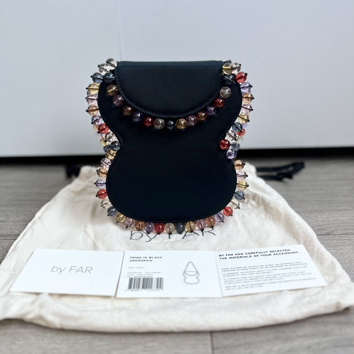 By Far By Far Frida Bead Embellished Black Grosgrain Bag NEW Size ONE SIZE - 8 Thumbnail
