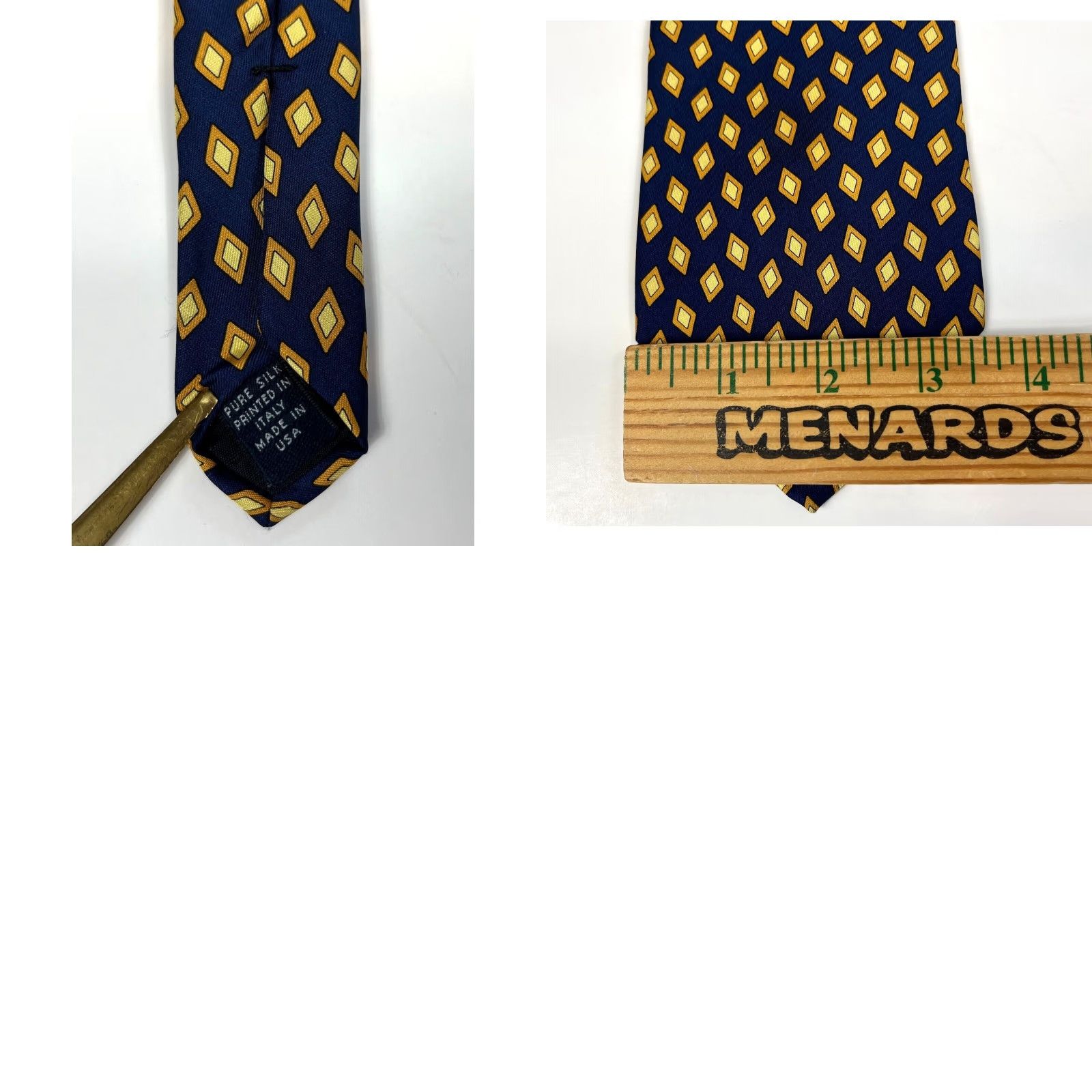 Brooks Brothers Brooks Brothers Makers Men's Luxury Silk Tie Geometric Navy Yellow 57.25" 3.75" Made in USA Colored Geometric Pattern Tie Mens Silk Old Navy? Size ONE SIZE - 8 Thumbnail