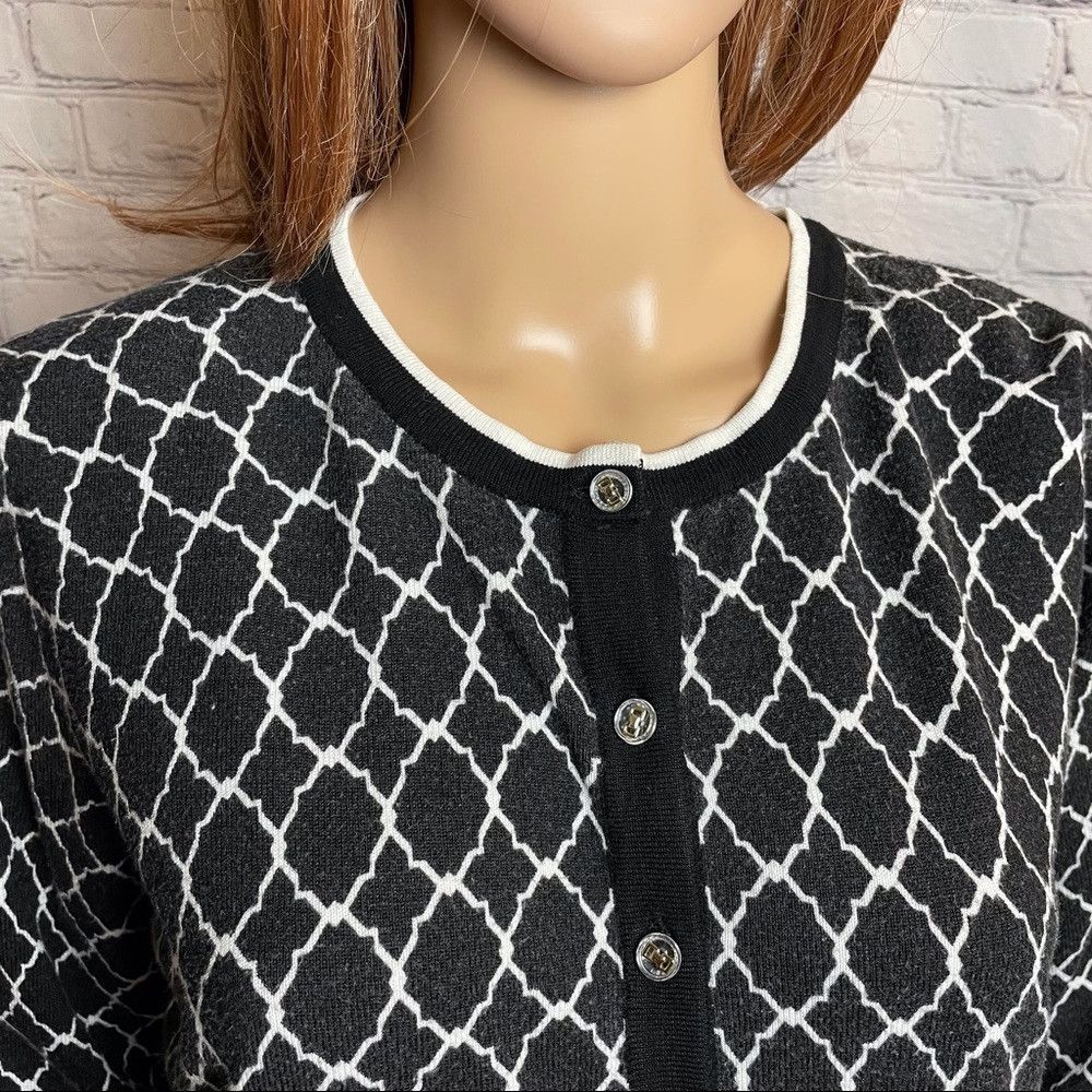 Other Charter Club Long Sleeve Button Front Cardigan Black White Size L / US 10 / IT 46 - 3 Thumbnail