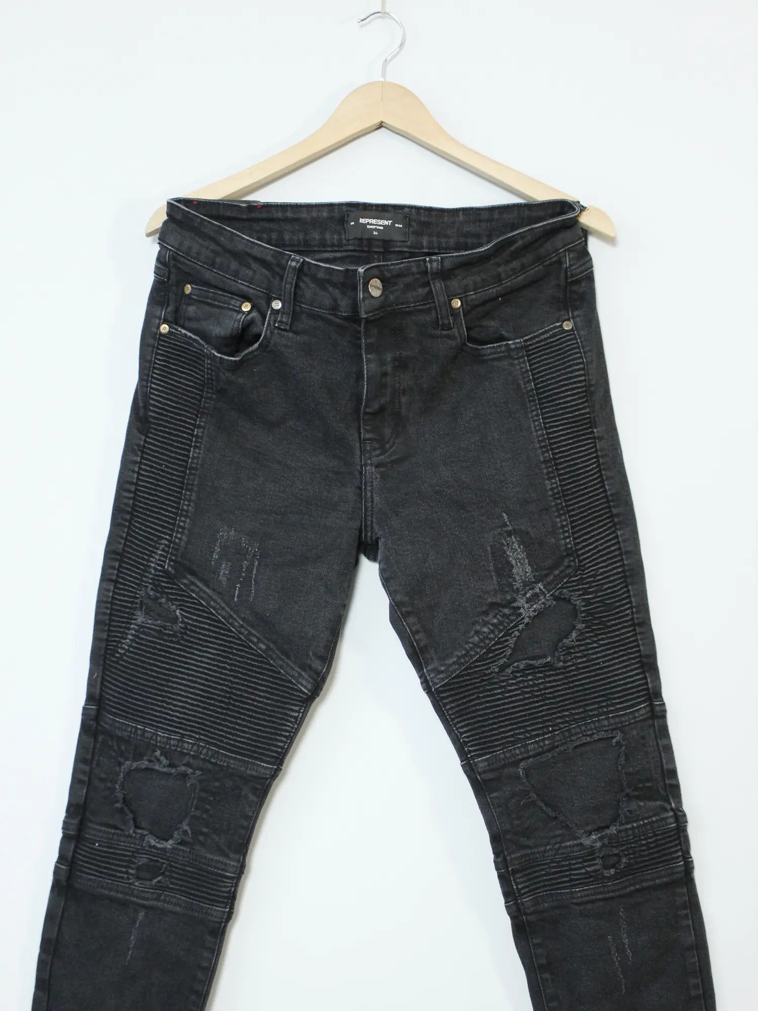 Represent Clo. Represent CLO Biker Denim Jeans Distressed 34 L Black Size US 34 / EU 50 - 3 Thumbnail