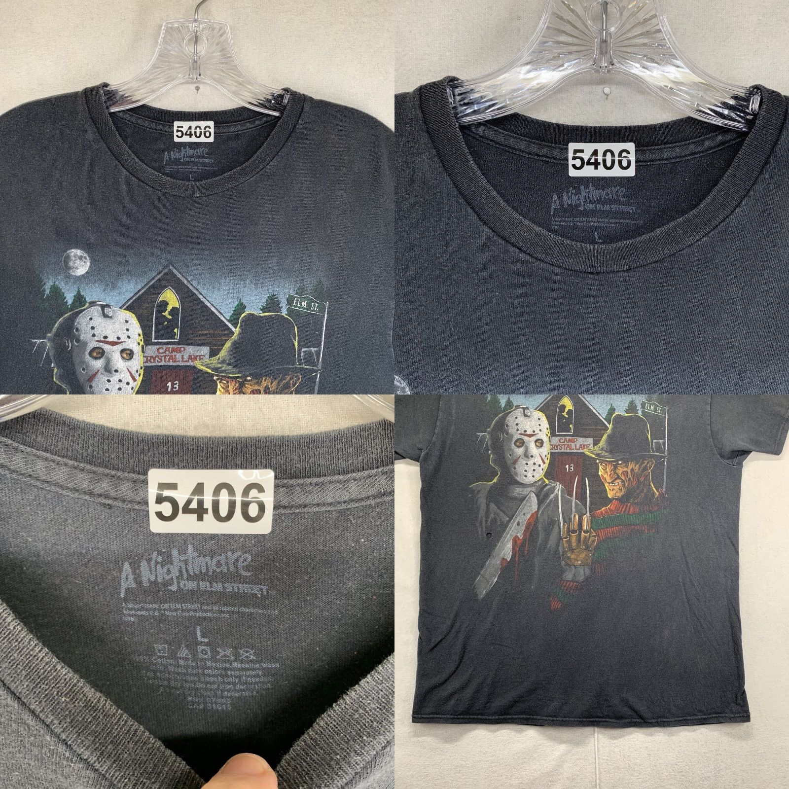 Vintage A Nightmare On Elm Street Freddy Krueger Jason Horror Graphic T-Shirt Medium Black Mens Size US M / EU 48-50 / 2 - 8 Thumbnail